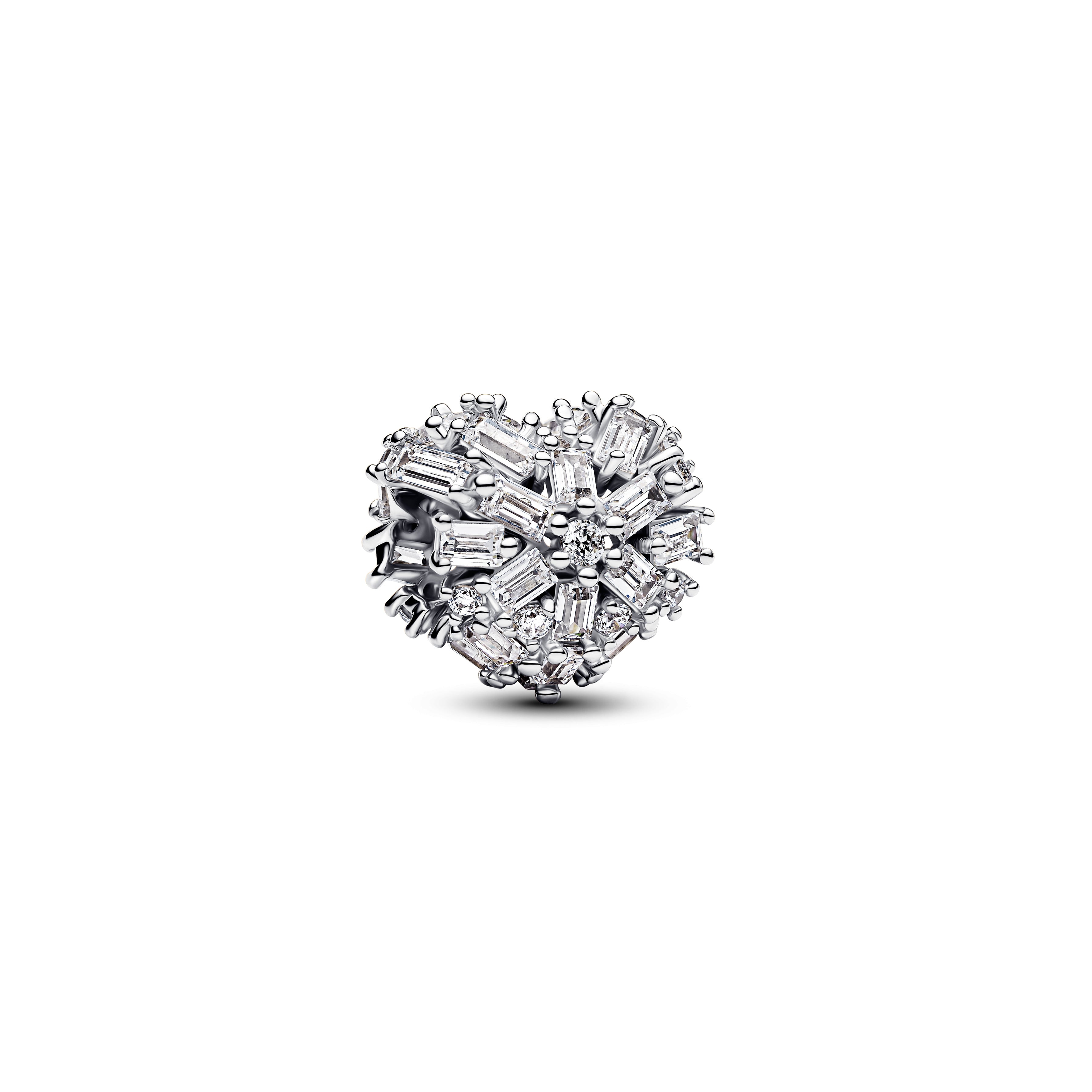 PANDORA Sparkling Heart Charm Cubic Zirconia Silver Christmas Charms Bracelet Charm Jewelry Gift