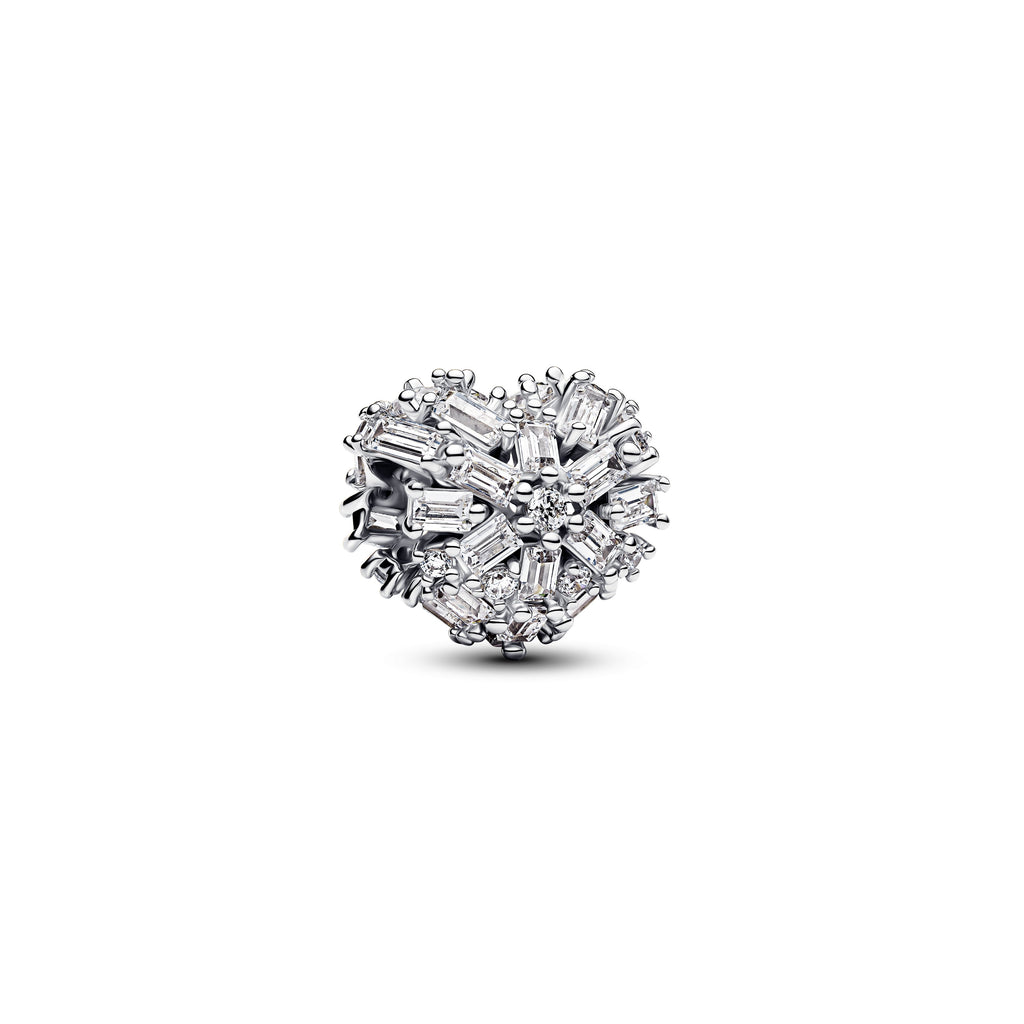PANDORA Sparkling Heart Charm Cubic Zirconia Silver Christmas Charms Bracelet Charm Jewelry Gift
