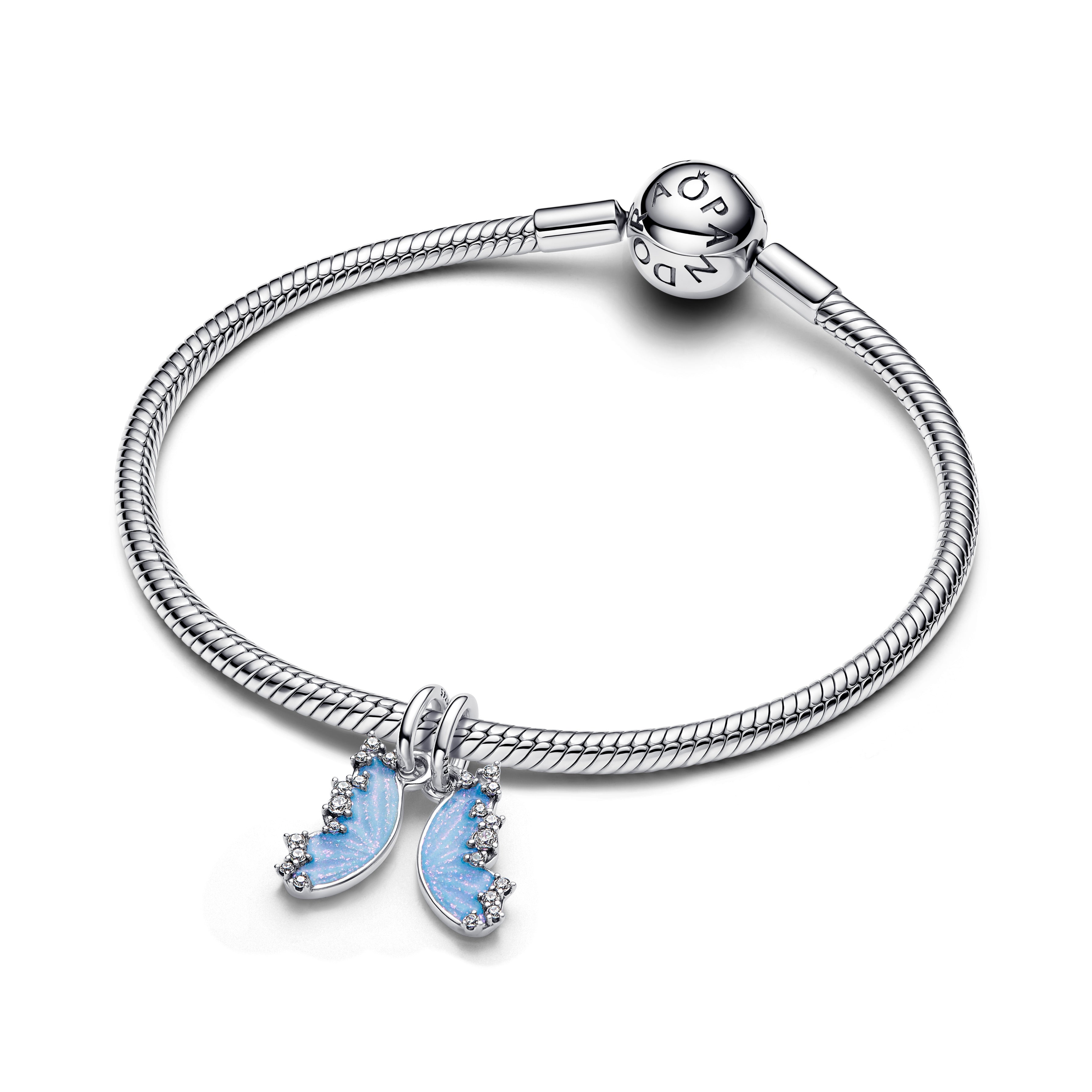 PANDORA Splittable Butterfly Dangle Charm Cubic Zirconia Blue Animals Charms Bracelet Charm Jewelry Gift