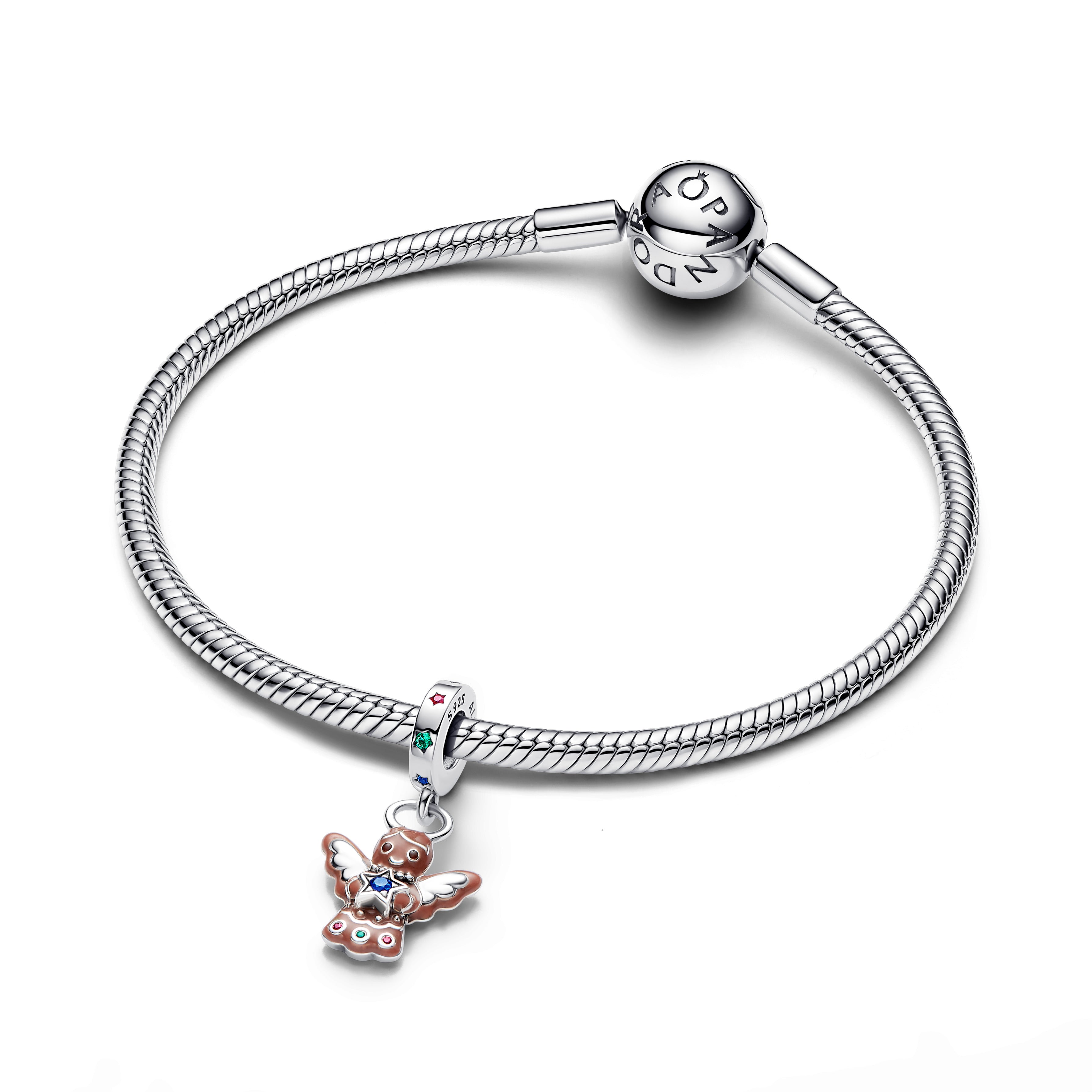 PANDORA Gingerbread Angel Dangle Charm Cubic Zirconia Brown Christmas Charms Bracelet Charm Jewelry Gift
