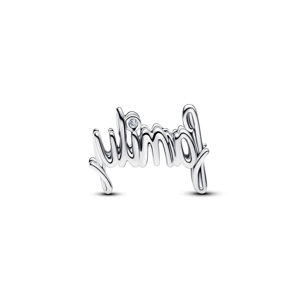 PANDORA Handwritten Family Charm Cubic Zirconia Silver Family And Friends Charms Bracelet Charm Jewelry Gift