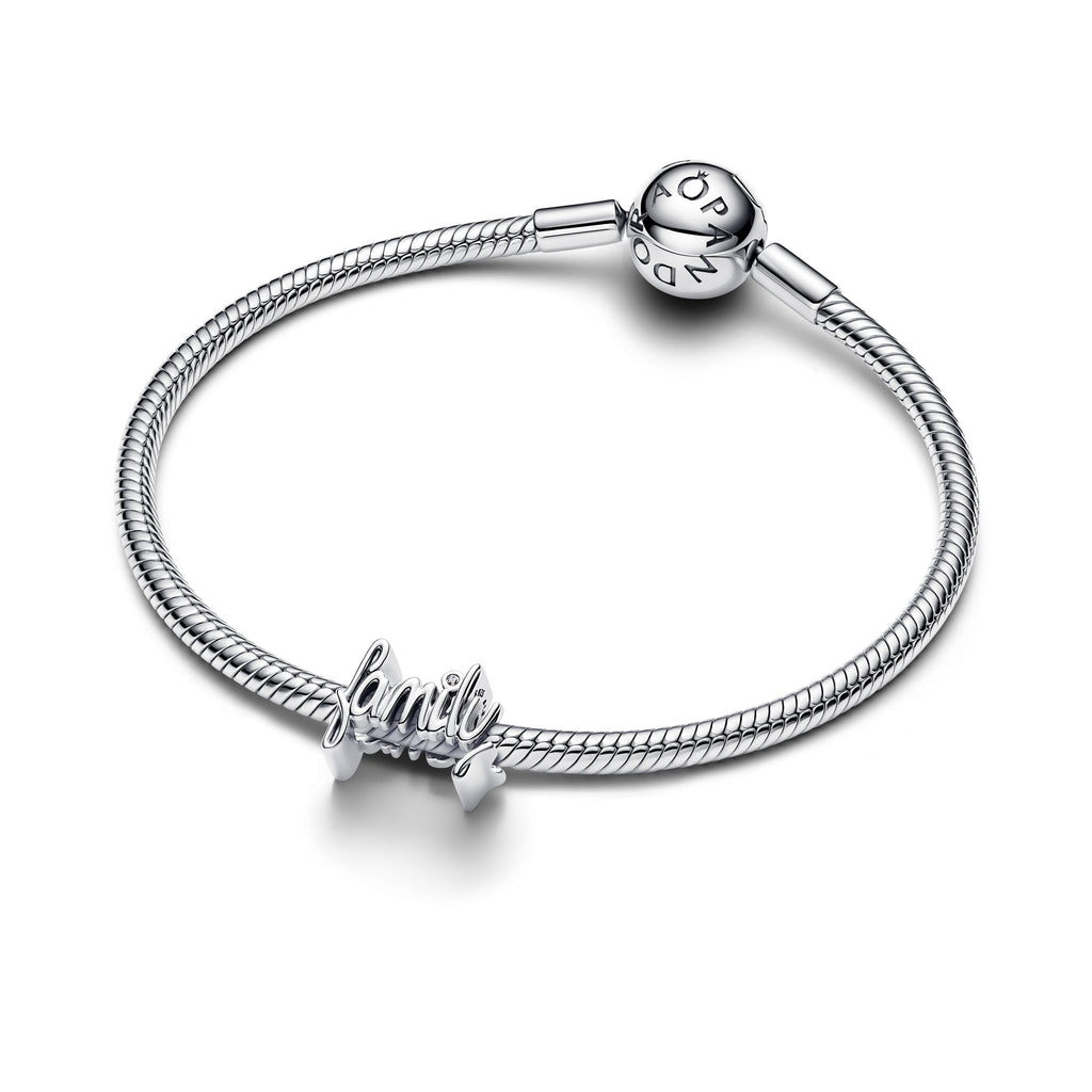 PANDORA Handwritten Family Charm Cubic Zirconia Silver Family And Friends Charms Bracelet Charm Jewelry Gift