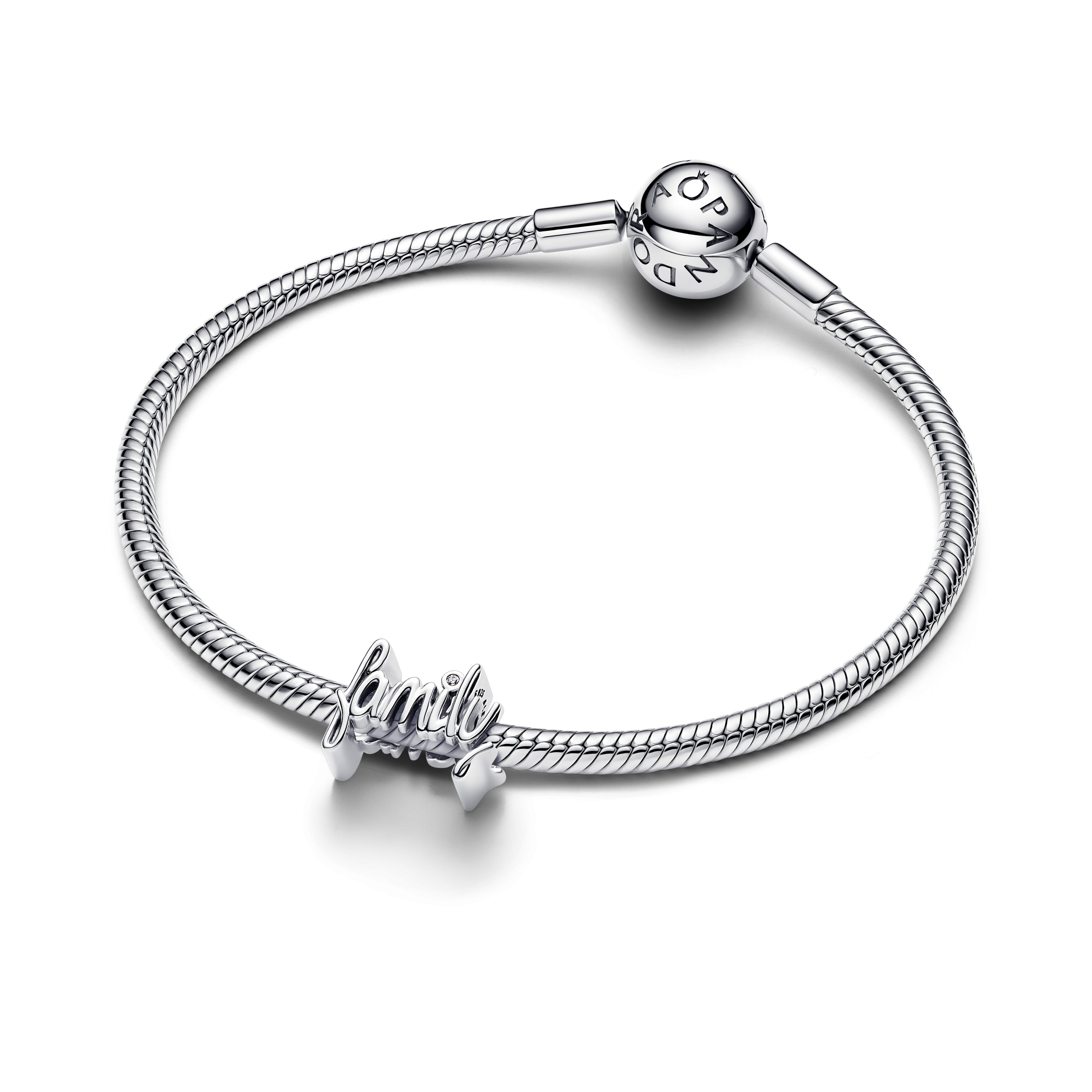 PANDORA Handwritten Family Charm Cubic Zirconia Silver Family And Friends Charms Bracelet Charm Jewelry Gift
