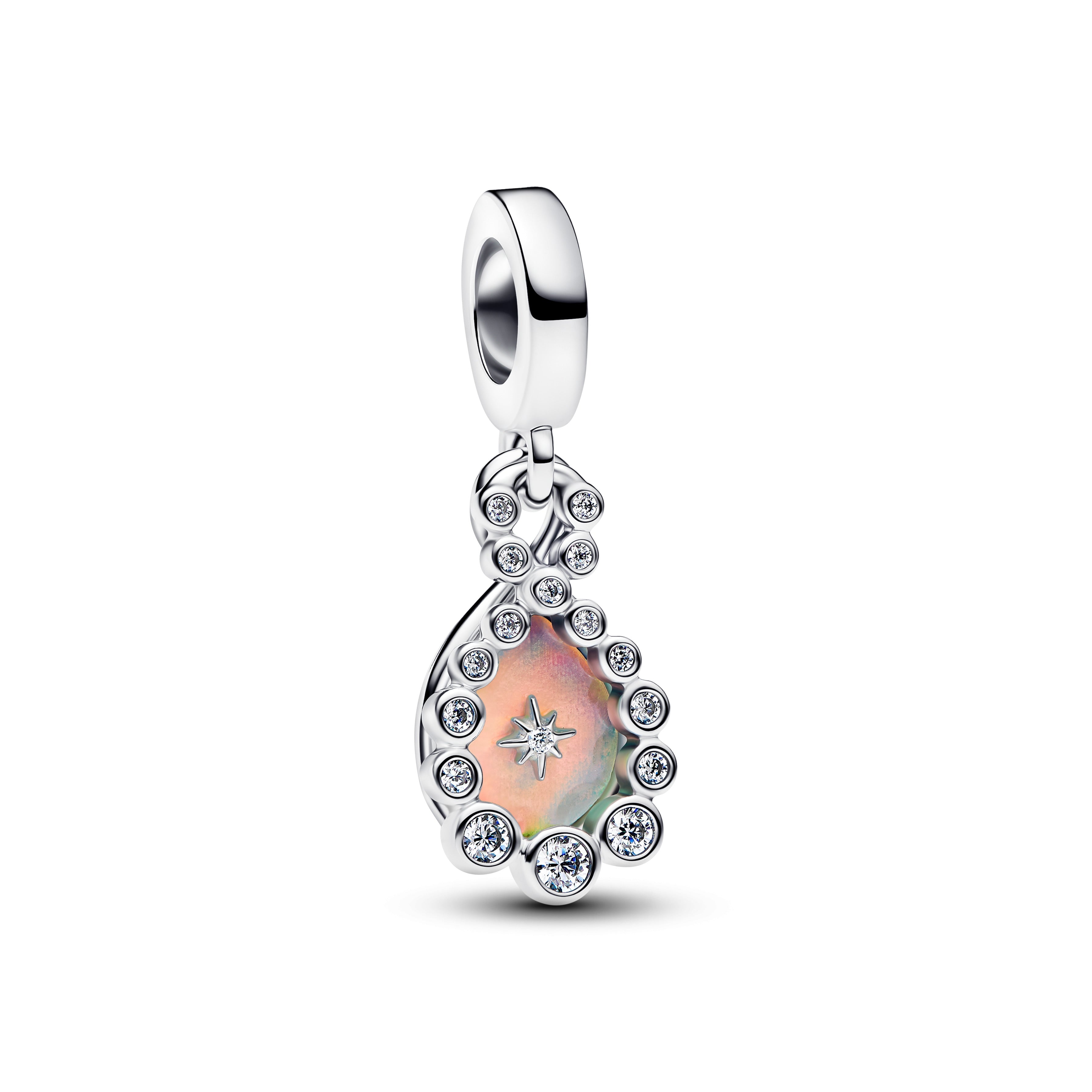 PANDORA Opalescent Infinity Double Dangle Charm Aurora Lab Grown Opal Resin Silver Charms Bracelet Charm Jewelry Gift