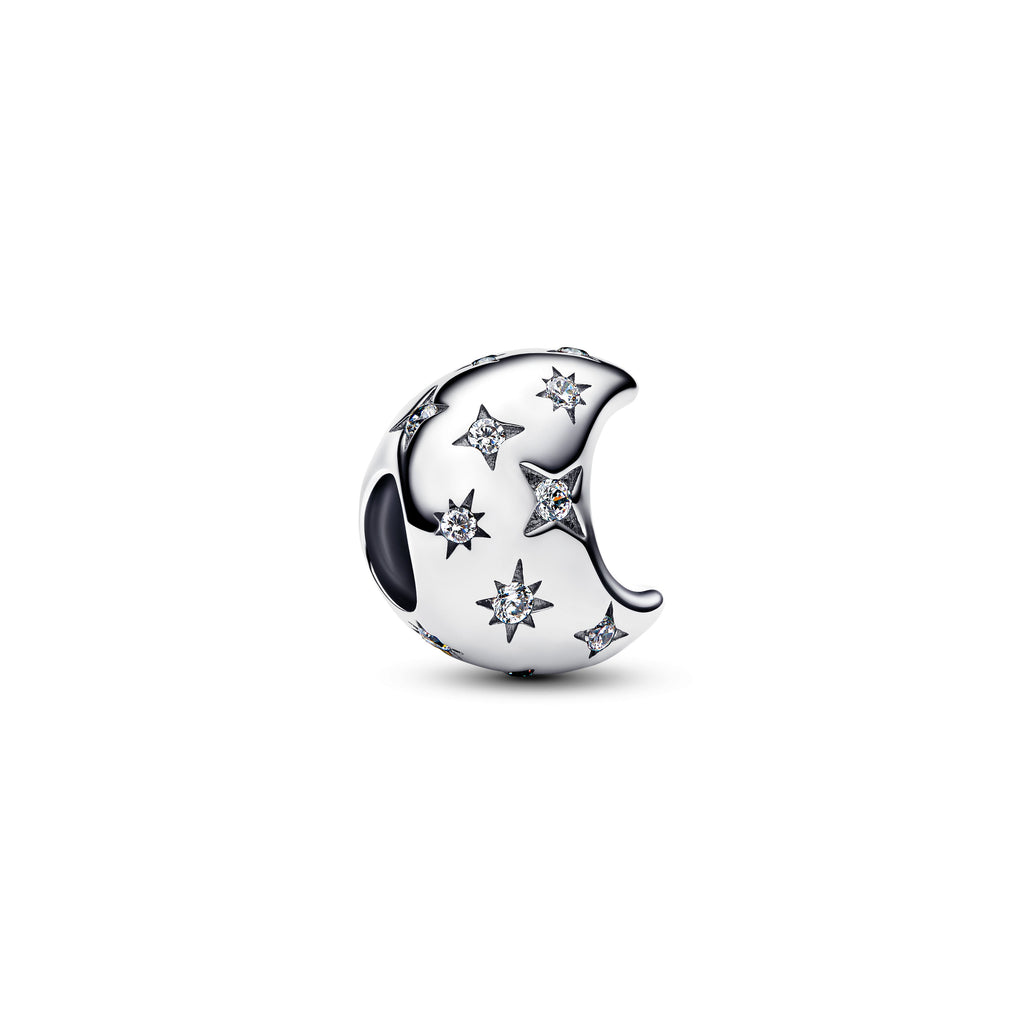 PANDORA Crescent Moon Charm Cubic Zirconia Silver Charms Bracelet Charm Jewelry Gift
