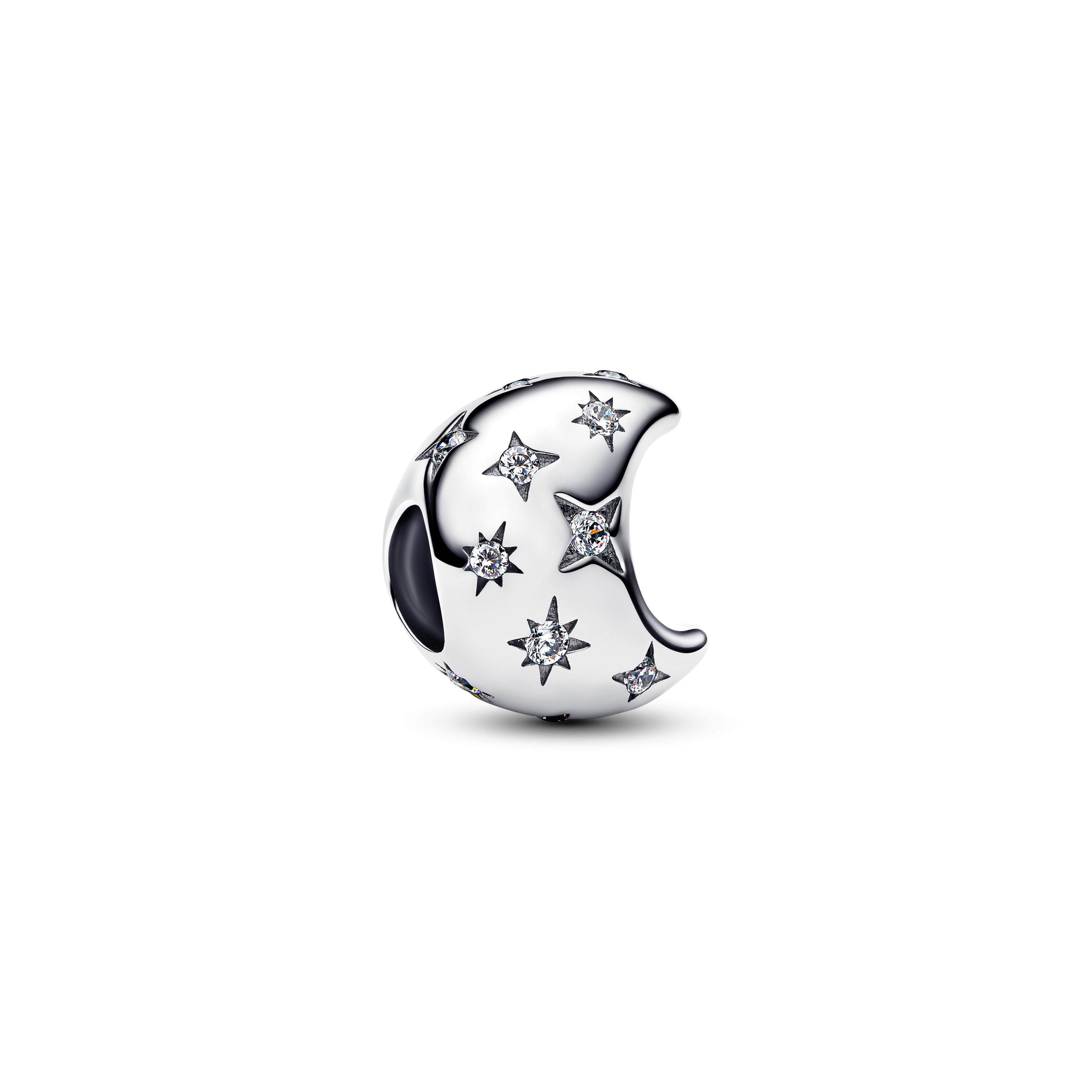 PANDORA Crescent Moon Charm Cubic Zirconia Silver Charms Bracelet Charm Jewelry Gift