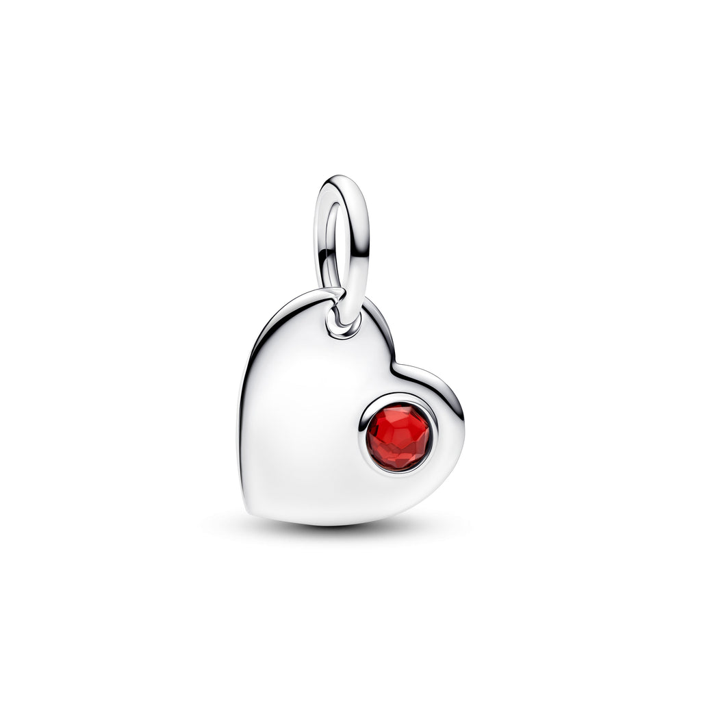 PANDORA Engravable Heart Red Stone Dangle Charm Man Made Crystal Birthdays Charms Bracelet Charm Jewelry Gift