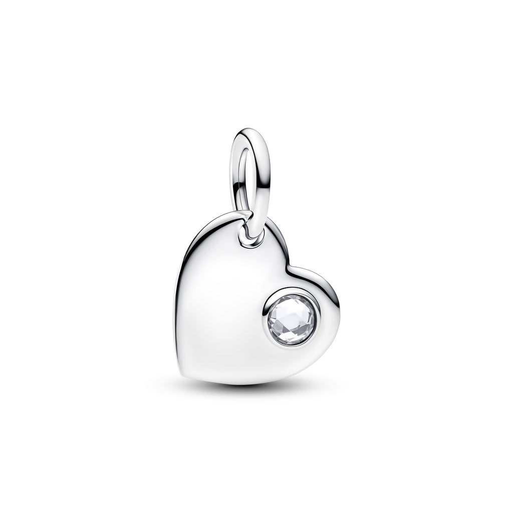 PANDORA April Engravable Heart Clear Stone Dangle Charm Cubic Zirconia Birthdays Charms Bracelet Charm Jewelry Gift