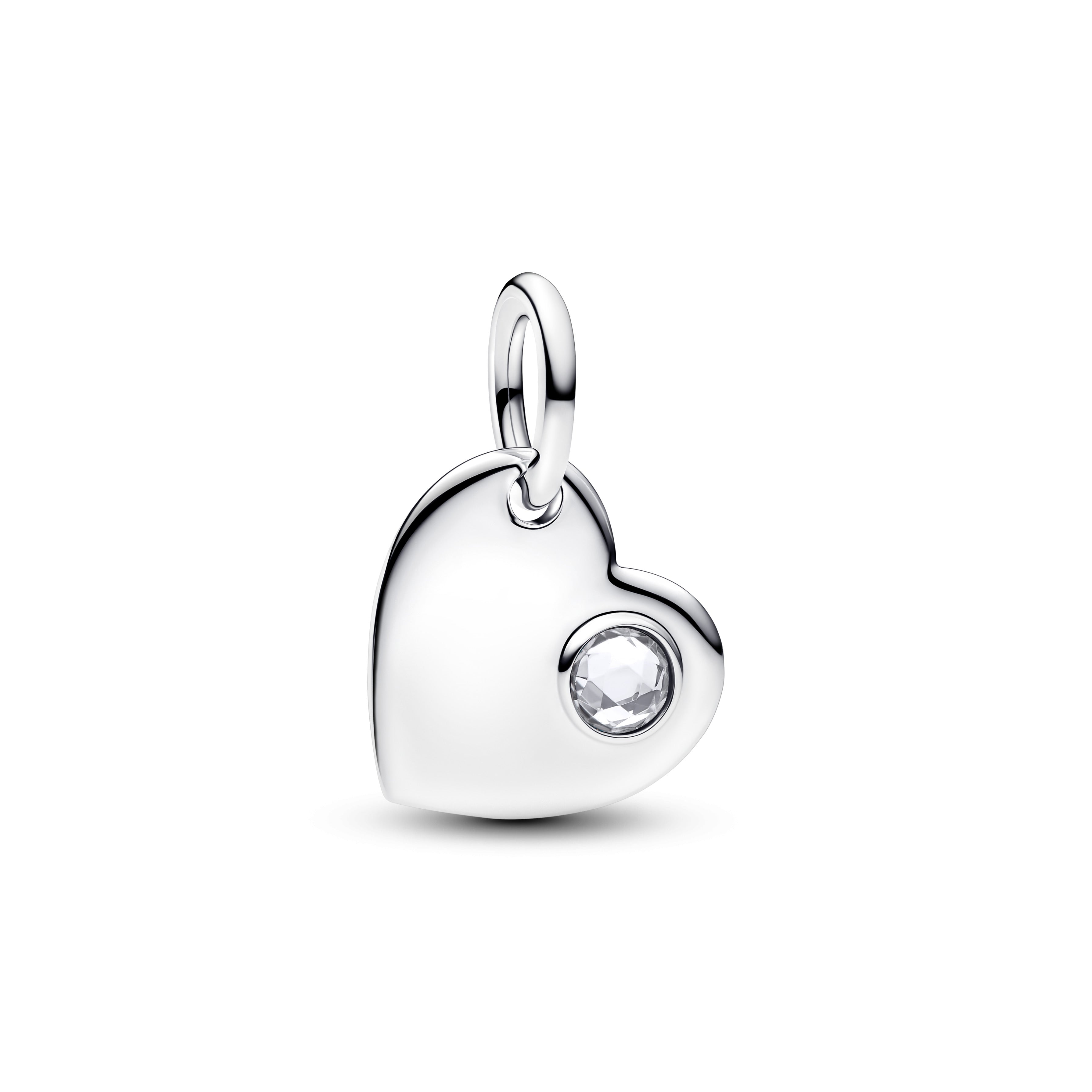 PANDORA April Engravable Heart Clear Stone Dangle Charm Cubic Zirconia Birthdays Charms Bracelet Charm Jewelry Gift