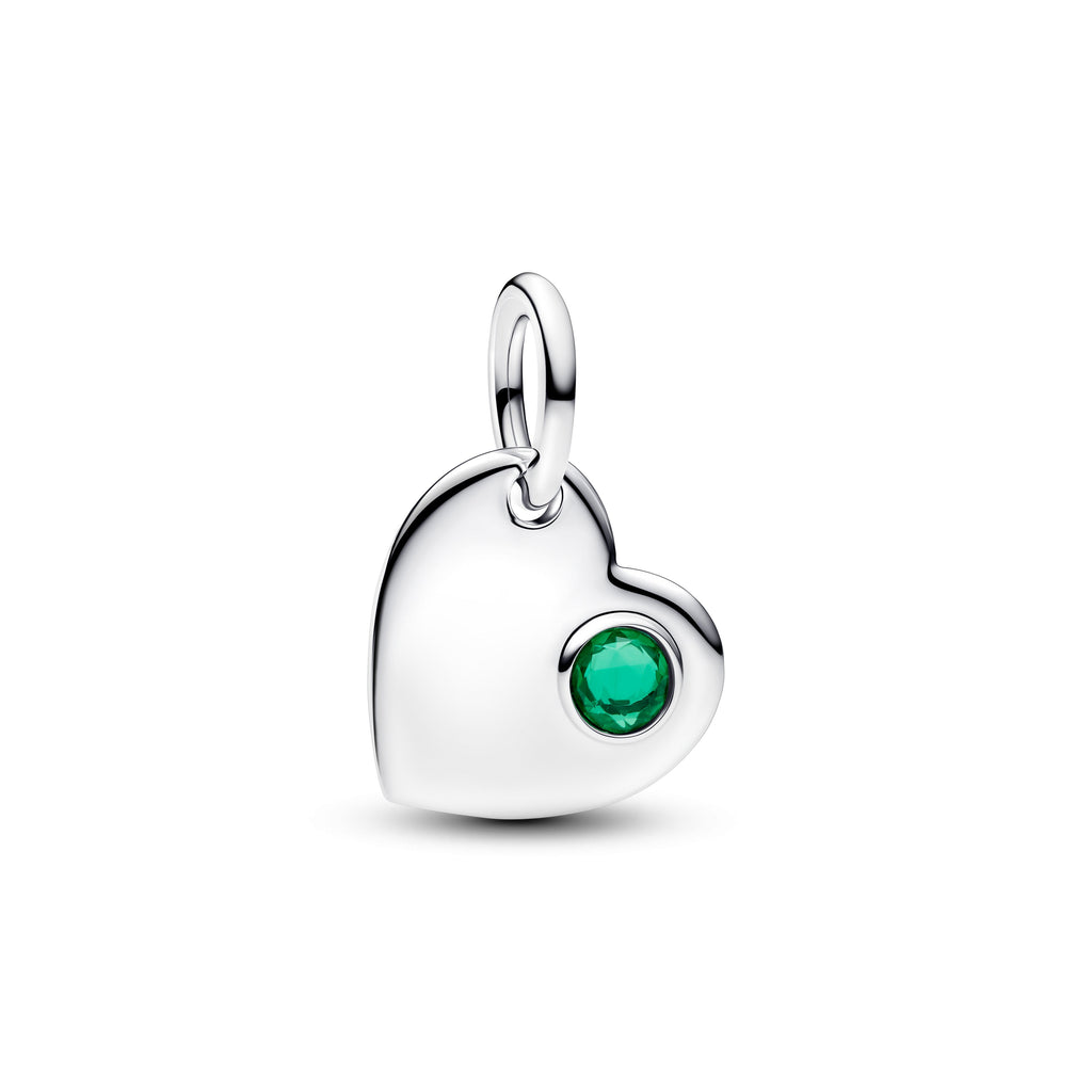PANDORA May Engravable Heart Green Stone Dangle Charm Man Made Crystal Birthdays Charms Bracelet Charm Jewelry Gift