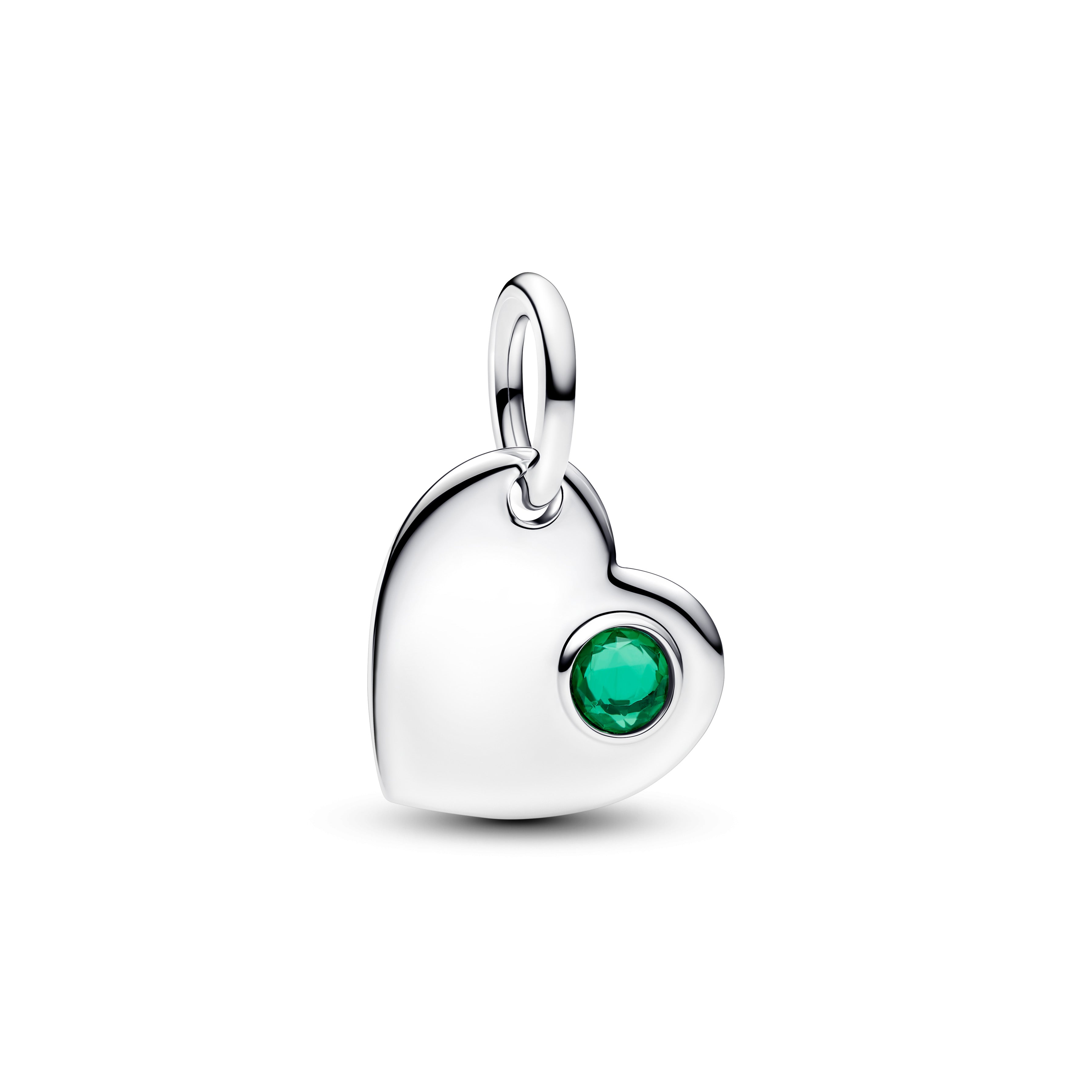 PANDORA May Engravable Heart Green Stone Dangle Charm Man Made Crystal Birthdays Charms Bracelet Charm Jewelry Gift