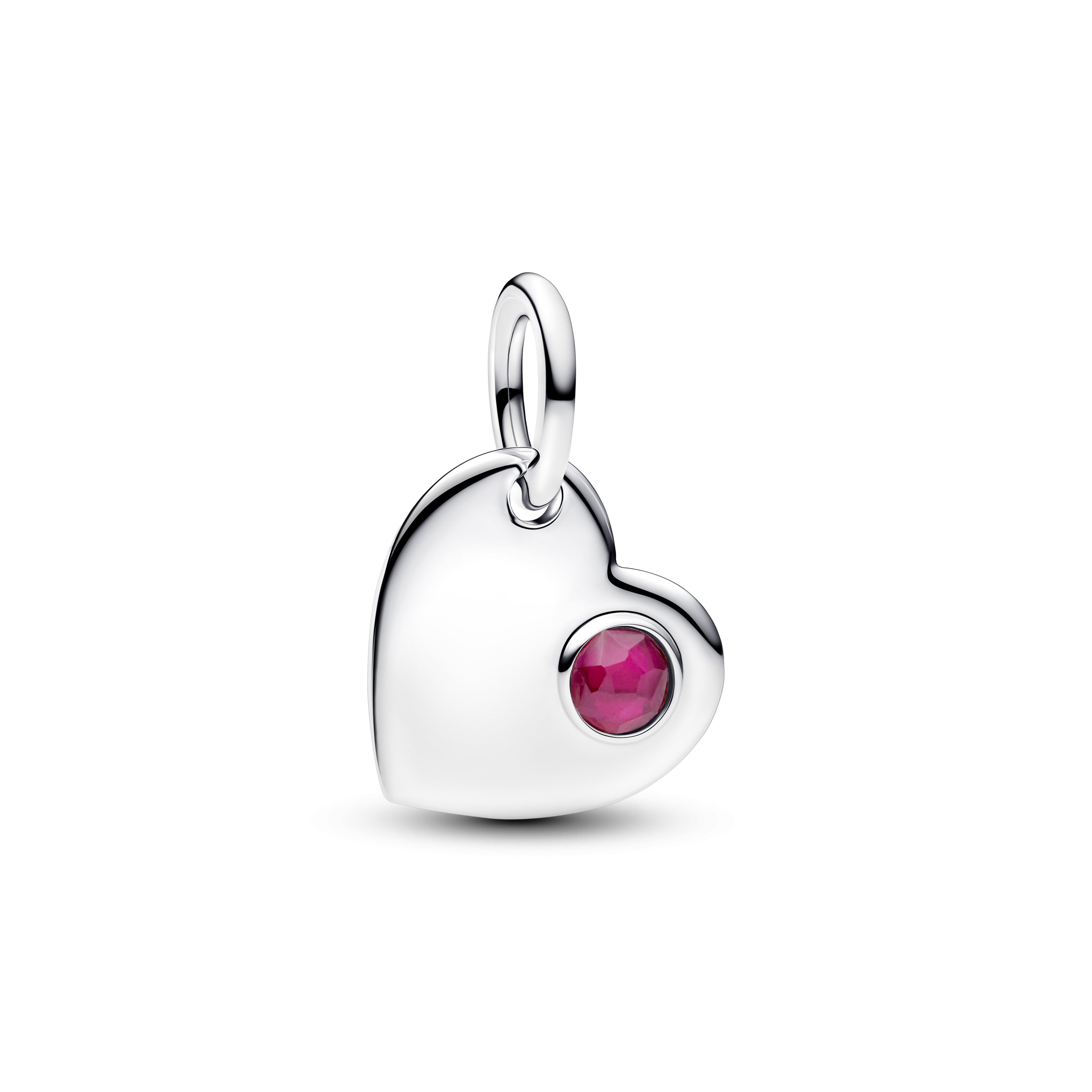 PANDORA July Engravable Heart True Red Stone Dangle Charm Man Made Crystal Birthdays Charms Bracelet Charm Jewelry Gift