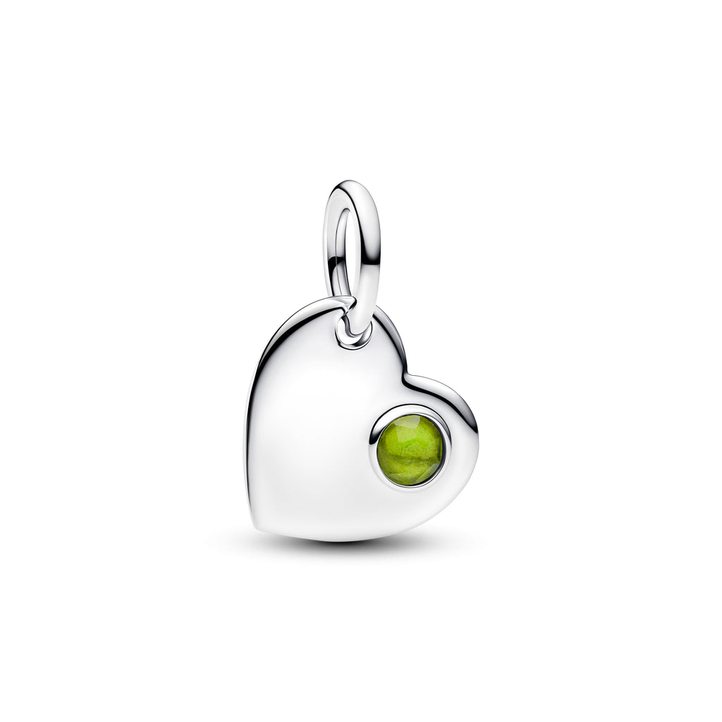PANDORA August Engravable Heart Spring Green Stone Dangle Charm Man Made Crystal Birthdays Charms Bracelet Charm Jewelry Gift