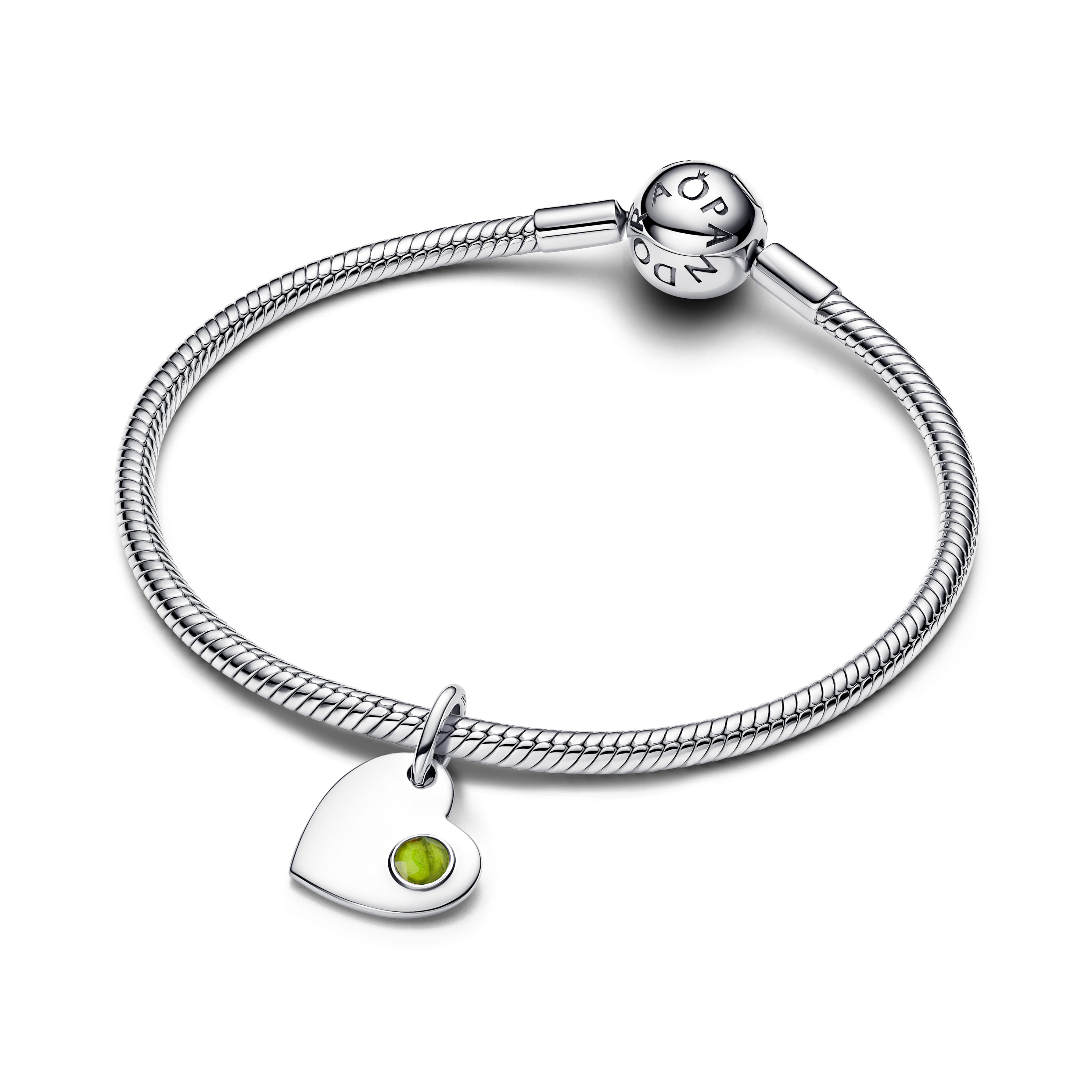 PANDORA August Engravable Heart Spring Green Stone Dangle Charm Man Made Crystal Birthdays Charms Bracelet Charm Jewelry Gift