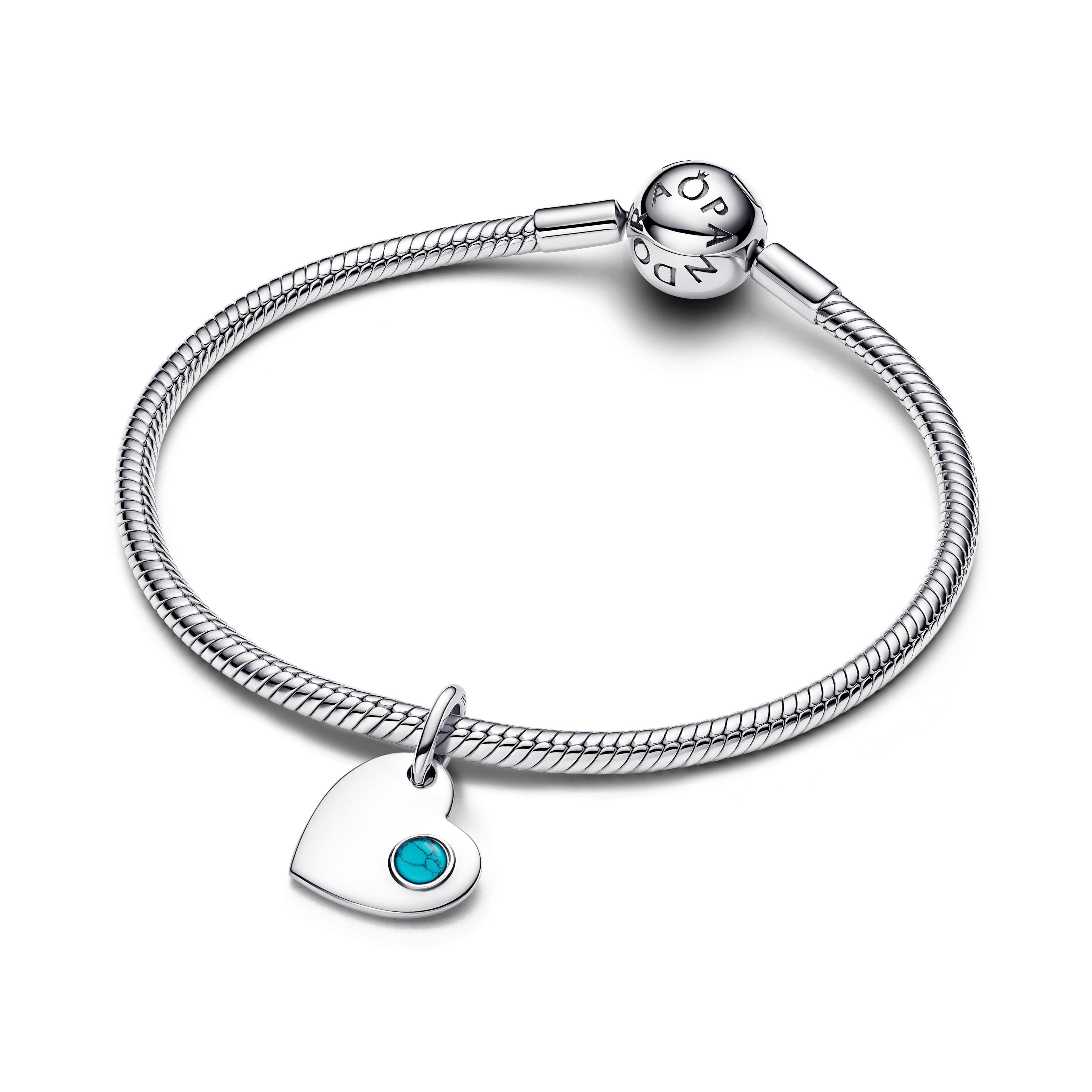 PANDORA Engravable Heart Turquoise Blue Stone Dangle Charm Imitation Turquoise Birthdays Charms Bracelet Charm Jewelry Gift