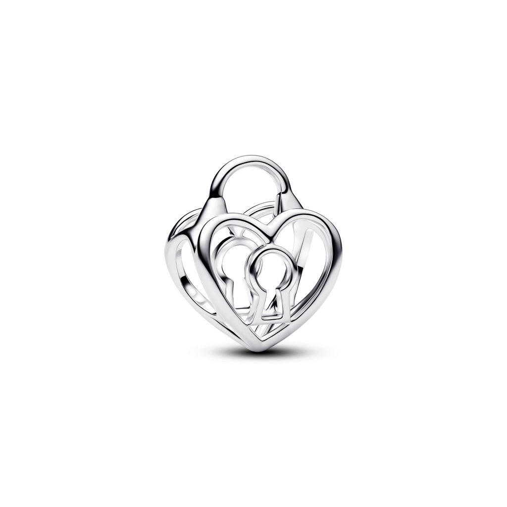 PANDORA Openwork Heart Padlock Charm Sterling Silver Charms Bracelet Charm Jewelry Gift