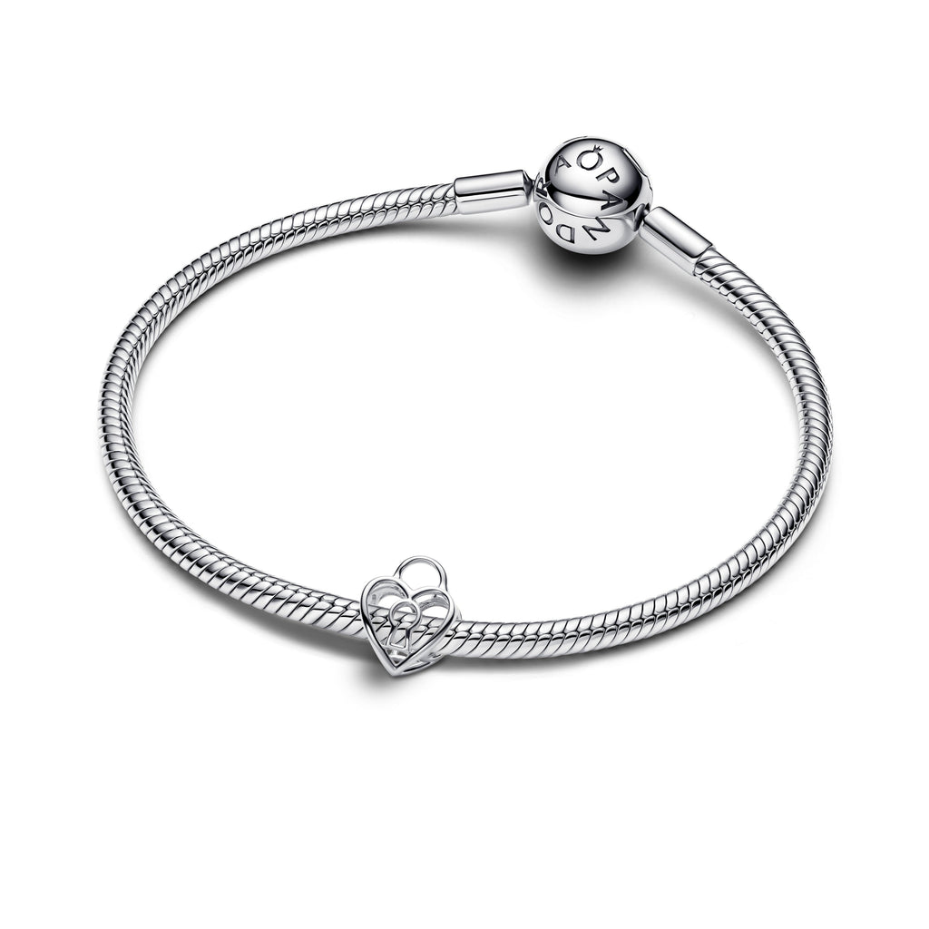 PANDORA Openwork Heart Padlock Charm Sterling Silver Charms Bracelet Charm Jewelry Gift