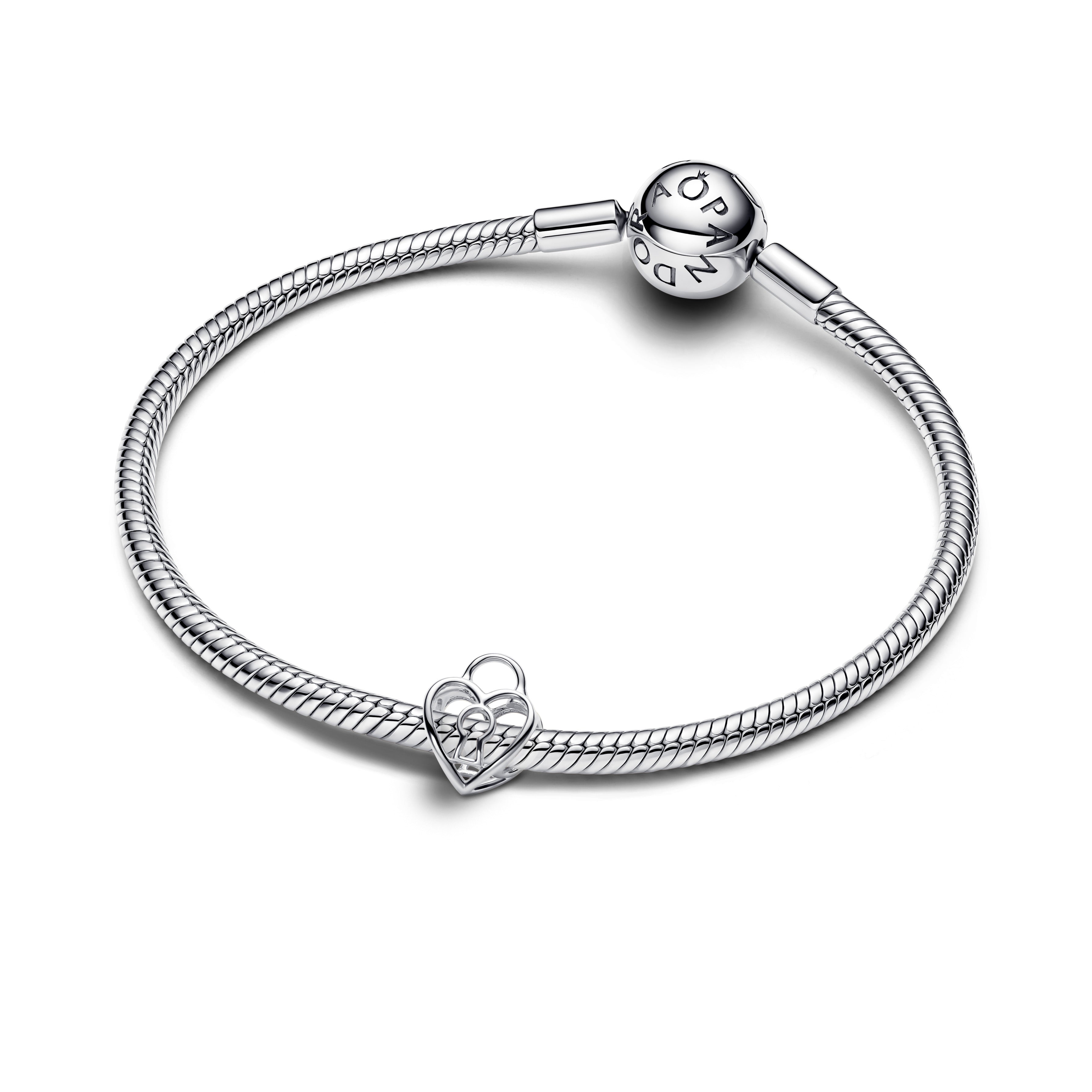 PANDORA Openwork Heart Padlock Charm Sterling Silver Charms Bracelet Charm Jewelry Gift