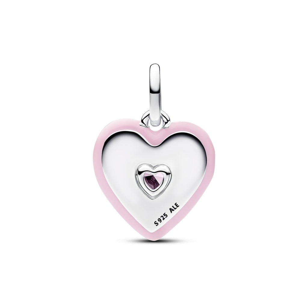PANDORA Radiating Pink Heart Medallion Charm Enamel Charms Bracelet Charm Jewelry Gift