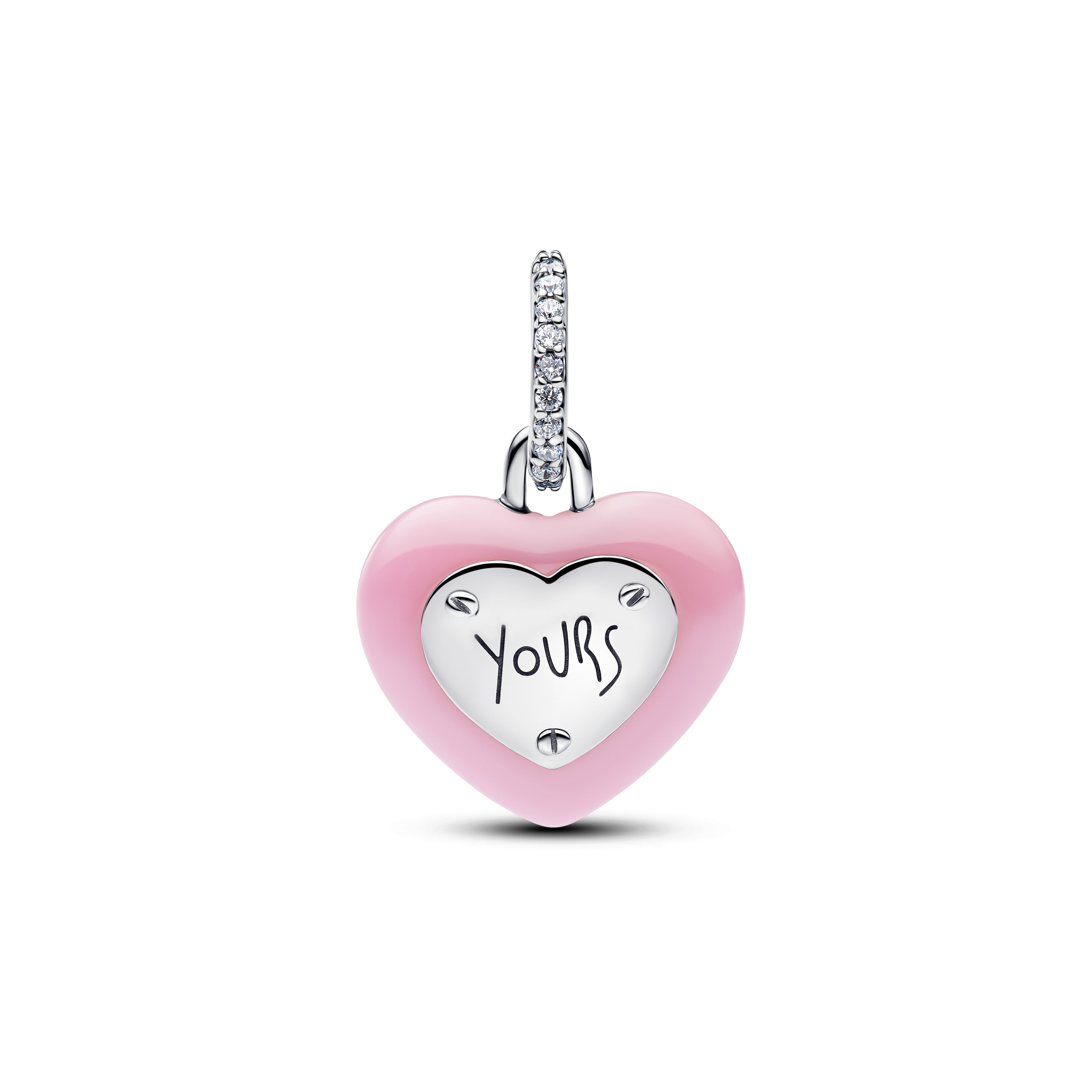 PANDORA Pink Ceramic Heart Padlock Dangle Charm Charms Bracelet Charm Jewelry Gift