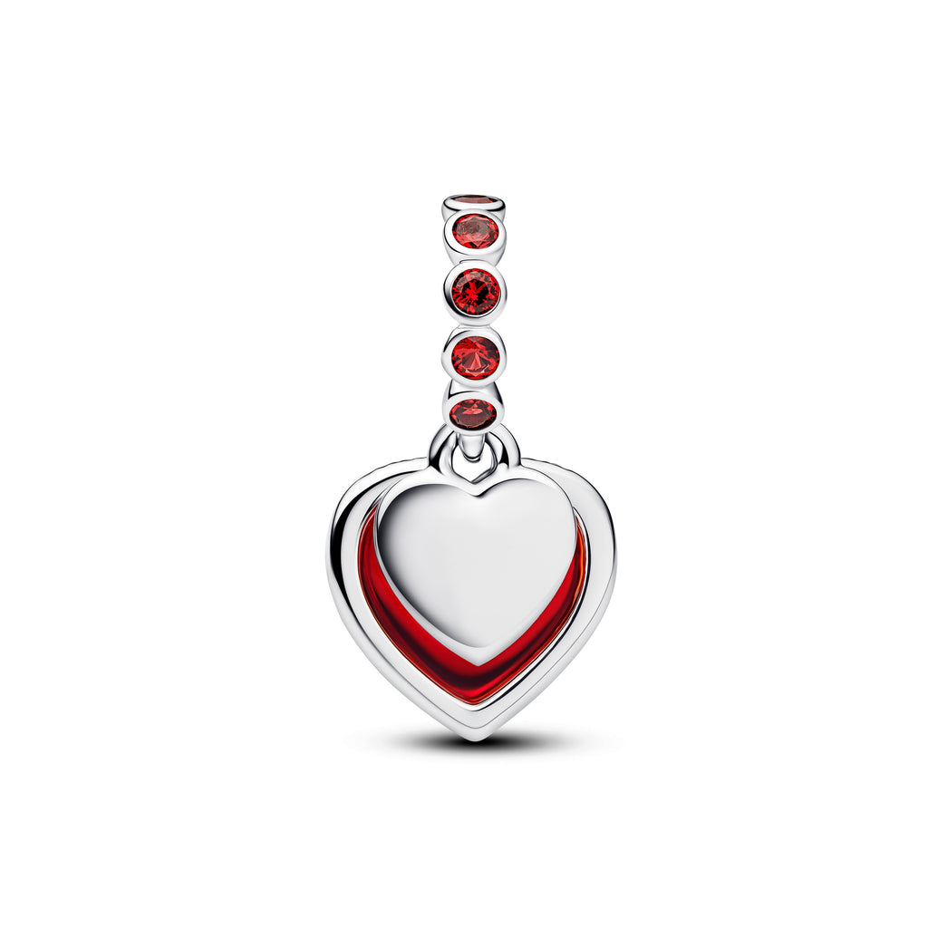 PANDORA Red Murano Glass Heart Double Dangle Charm Man Made Crystal Charms Bracelet Charm Jewelry Gift