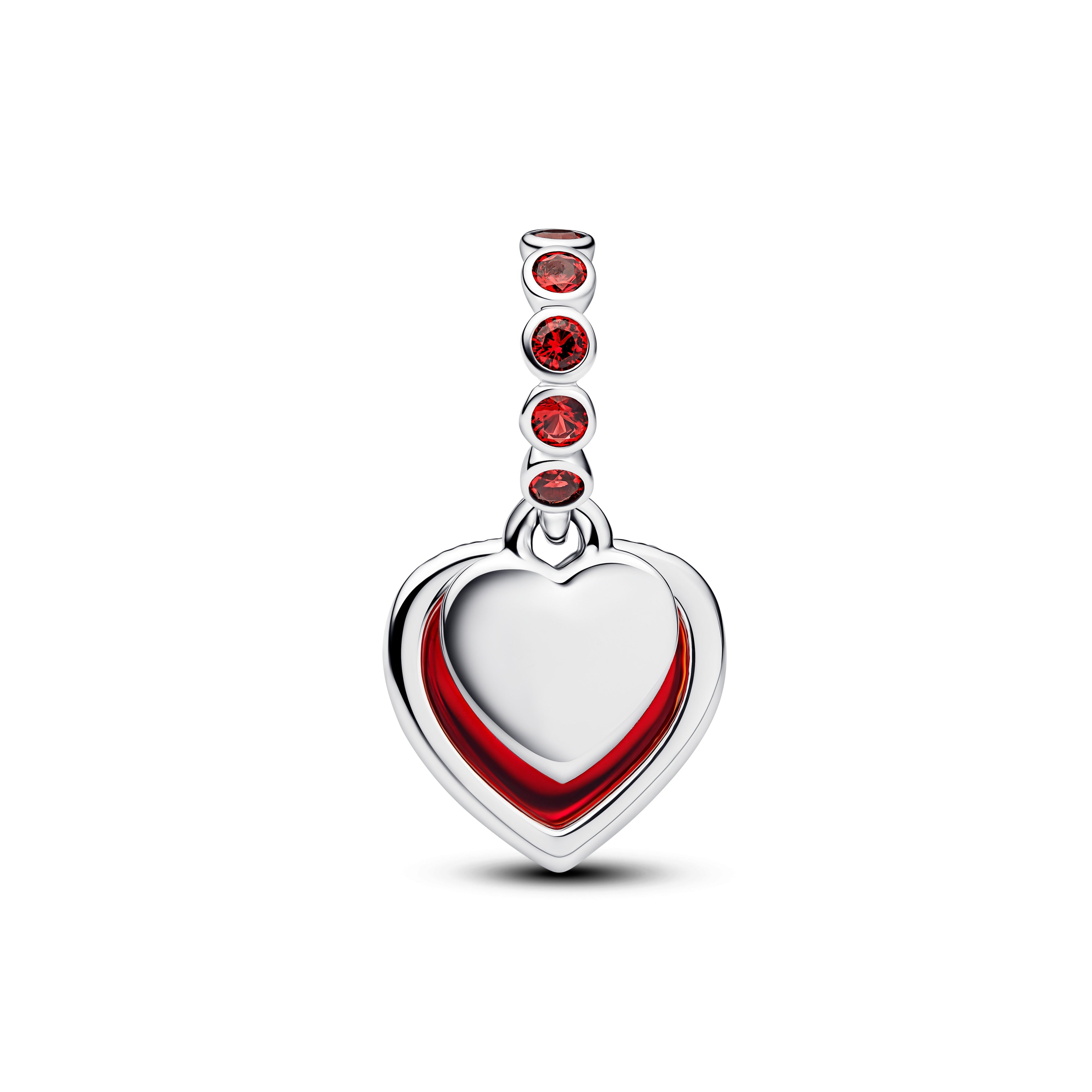 PANDORA Red Murano Glass Heart Double Dangle Charm Man Made Crystal Charms Bracelet Charm Jewelry Gift