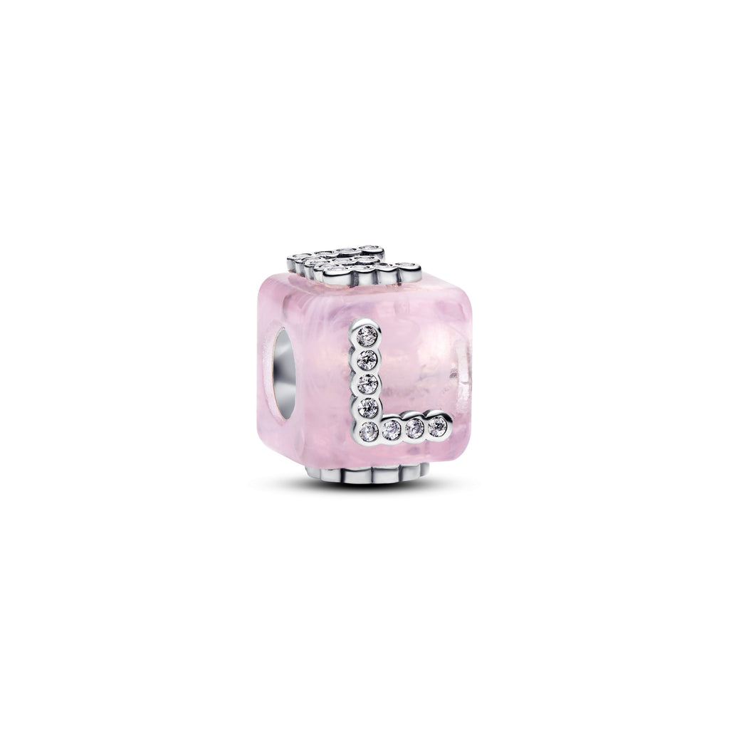 PANDORA PH Pink Murano Glass Love Cube Charm Cubic Zirconia Be Love Charms Bracelet Charm Jewelry Gift