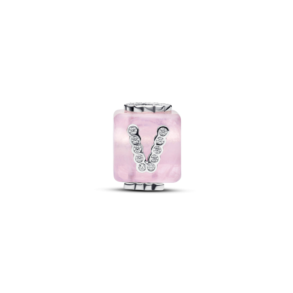 PANDORA PH Pink Murano Glass Love Cube Charm Cubic Zirconia Be Love Charms Bracelet Charm Jewelry Gift