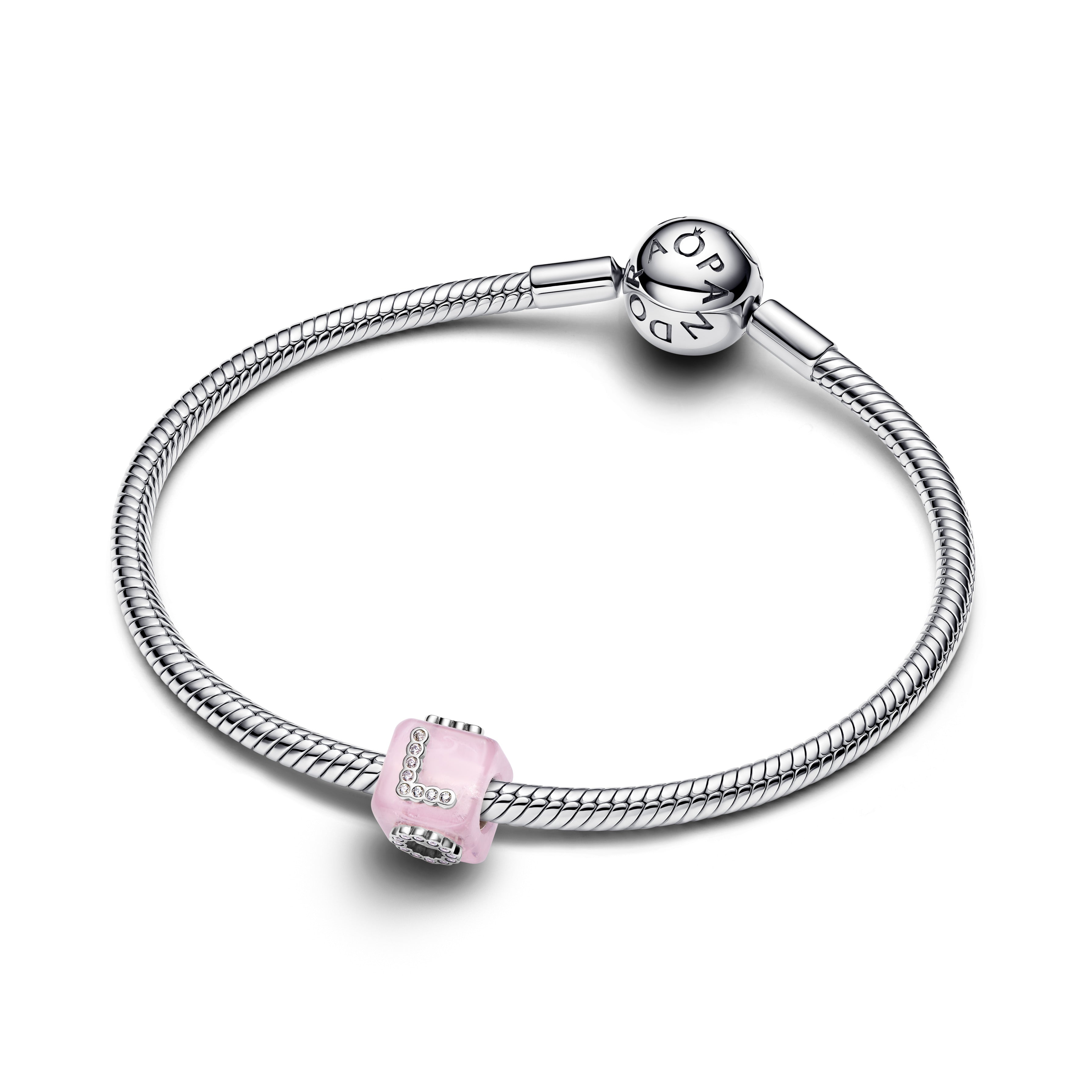 PANDORA PH Pink Murano Glass Love Cube Charm Cubic Zirconia Be Love Charms Bracelet Charm Jewelry Gift