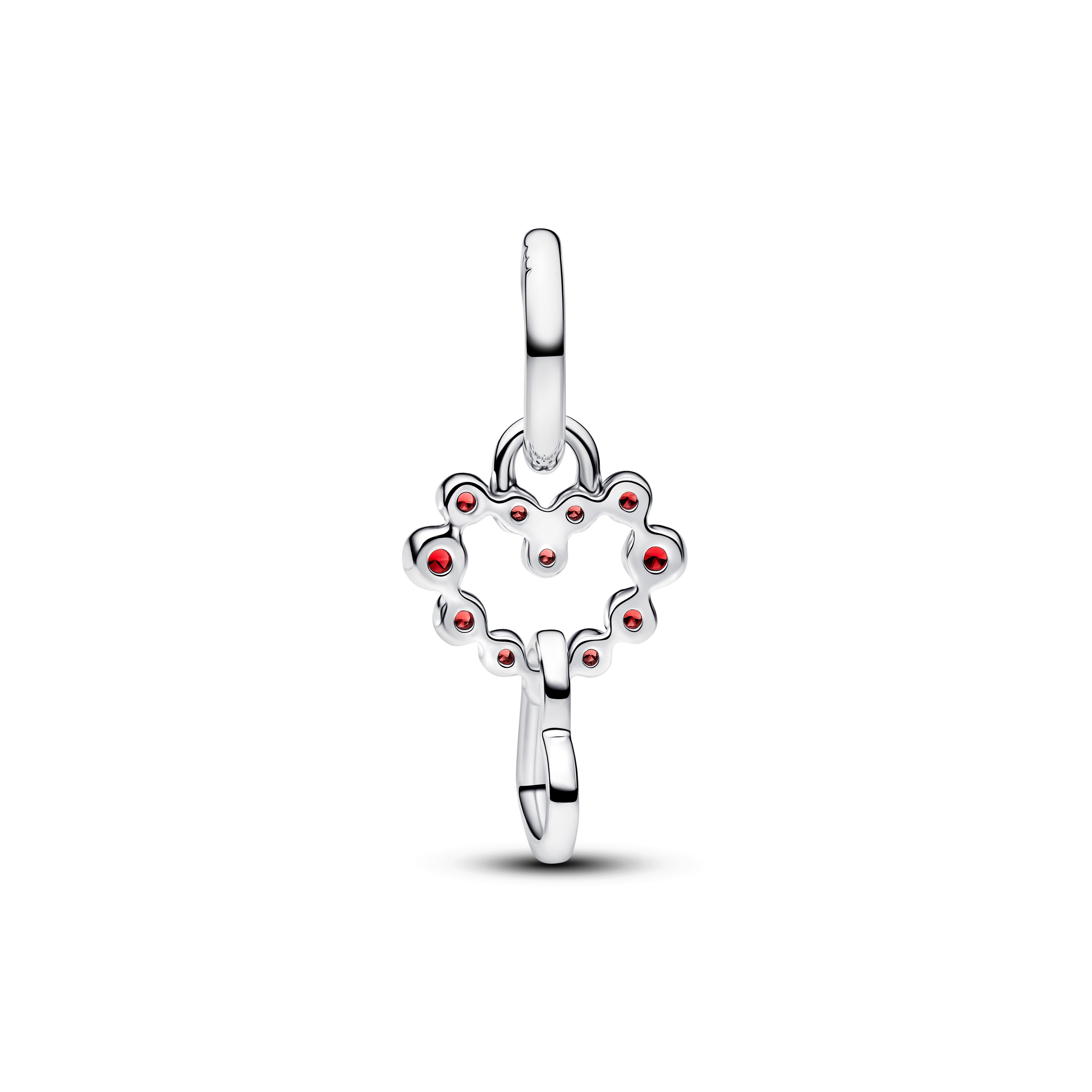 PANDORA Connected Hearts And Red Stones Dangle Charm Man Made Crystal Charms Bracelet Charm Jewelry Gift