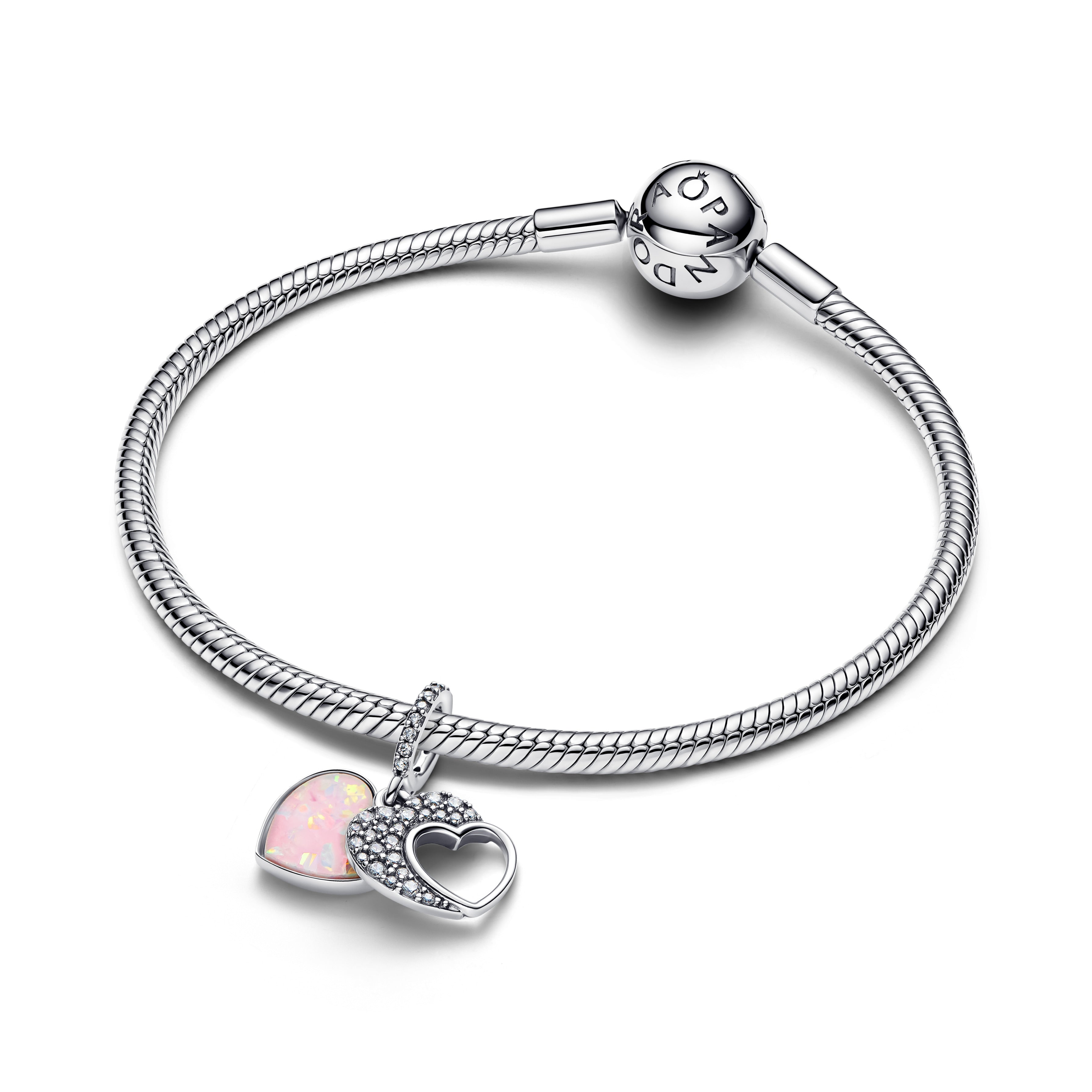PANDORA Beautiful Mother Double Dangle Charm Cubic Zirconia Heart Charms Bracelet Charm Jewelry Gift