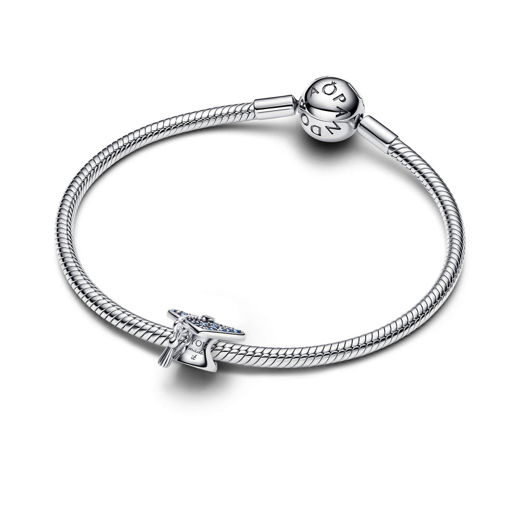 PANDORA Sparkling Blue 2026 Graduation Cap Charm Cubic Zirconia Charms Bracelet Charm Jewelry Gift