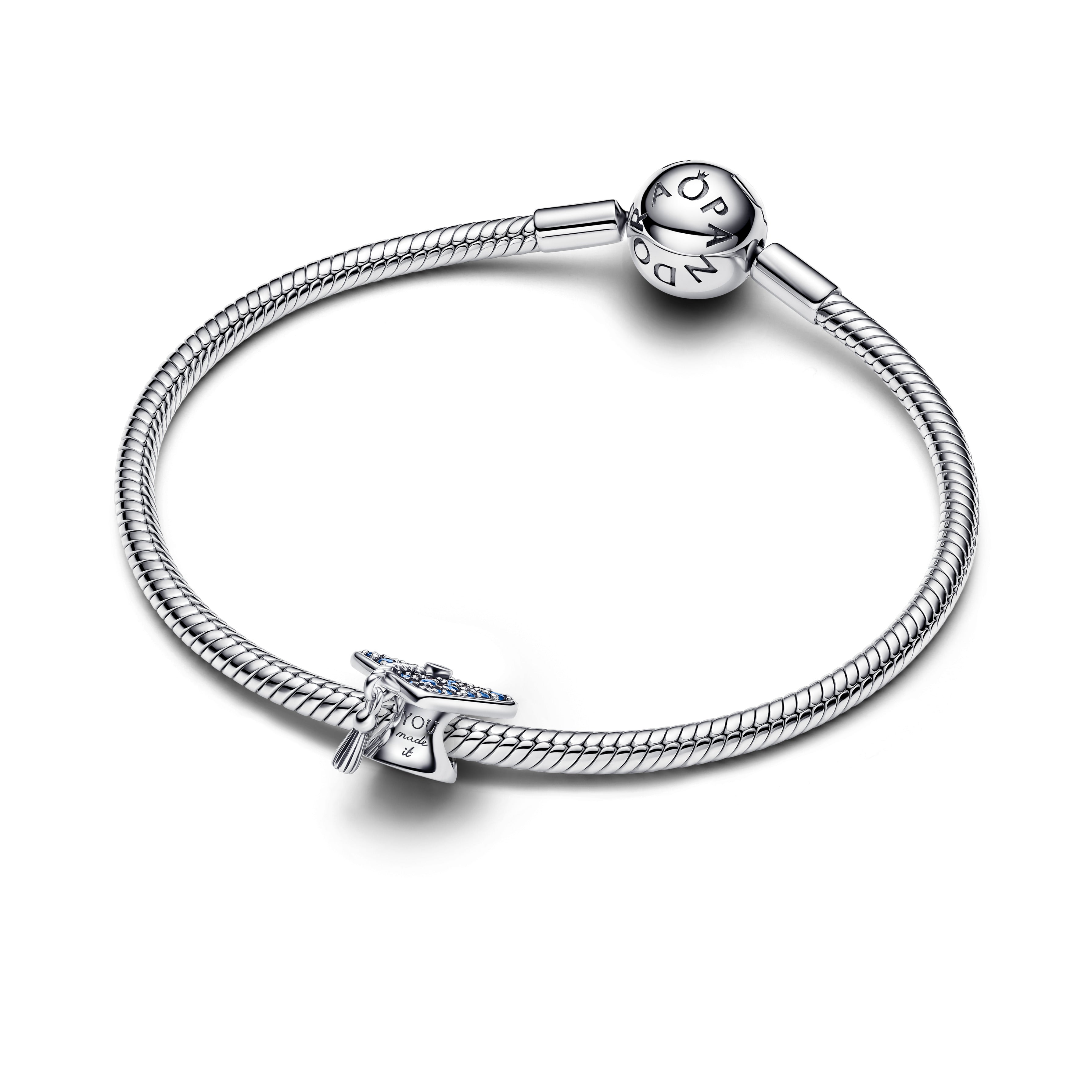 PANDORA Sparkling Blue 2026 Graduation Cap Charm Cubic Zirconia Charms Bracelet Charm Jewelry Gift