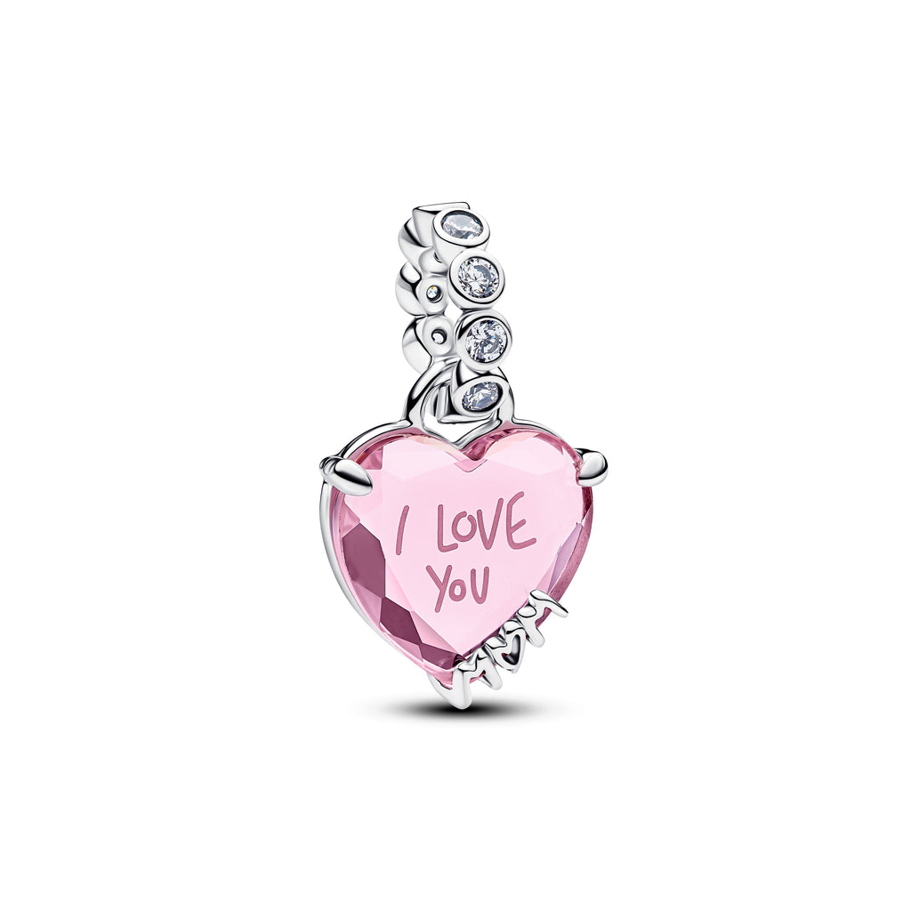 PANDORA I Love You Mom Dangle Charm Cubic Zirconia Heart Charms Bracelet Charm Jewelry Gift