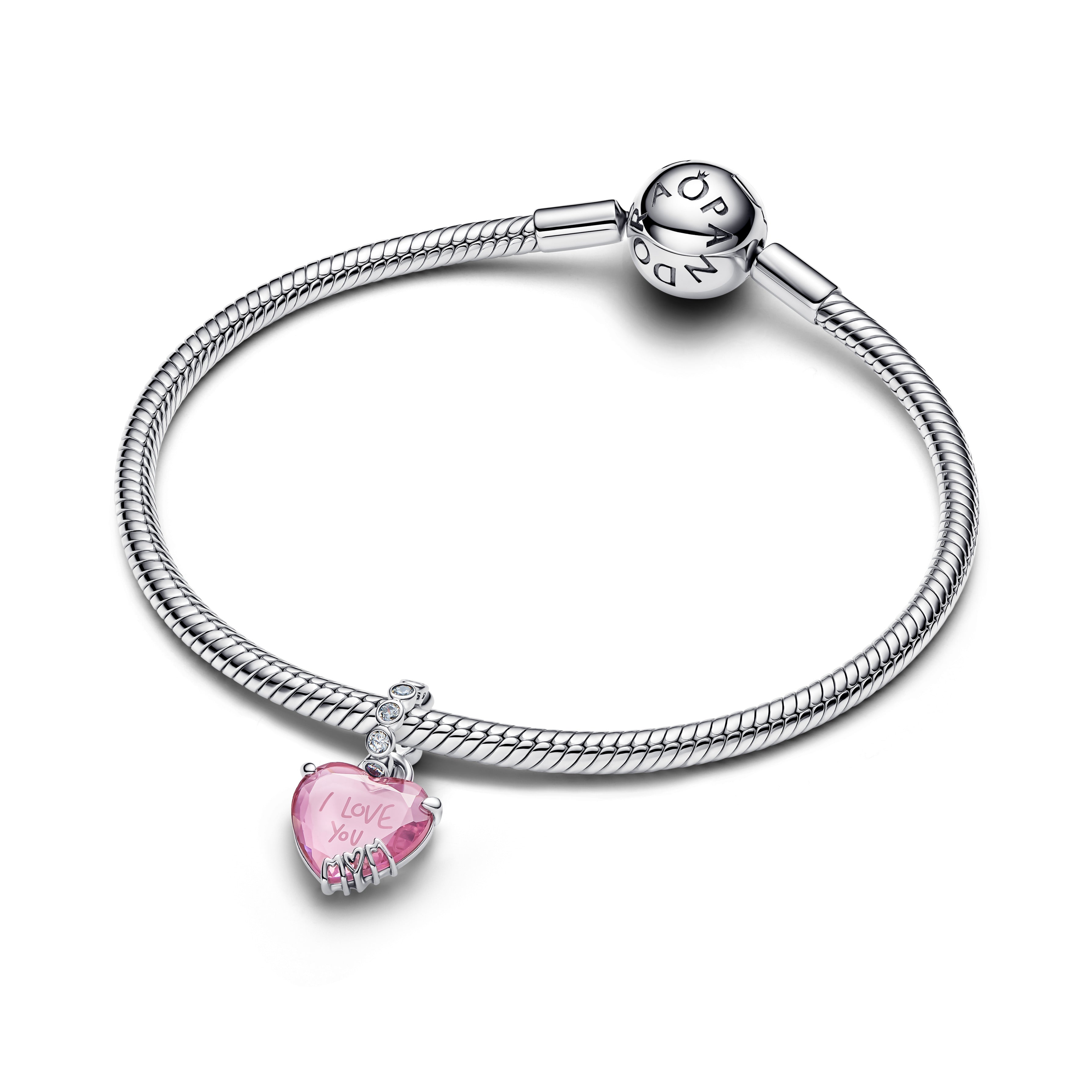 PANDORA I Love You Mom Dangle Charm Cubic Zirconia Heart Charms Bracelet Charm Jewelry Gift