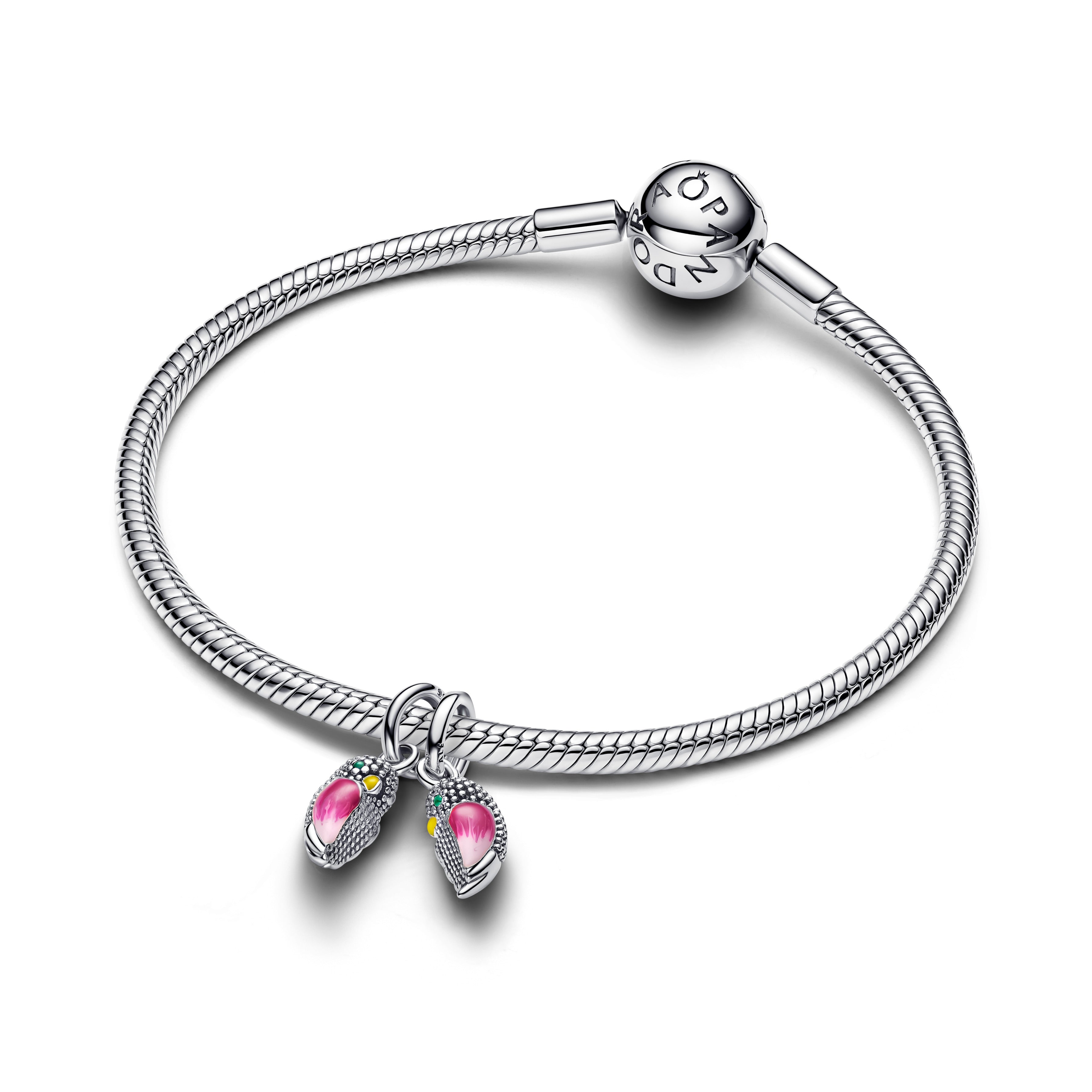 PANDORA Love Birds Splittable Dangle Charm Enamel Animals Charms Bracelet Charm Jewelry Gift