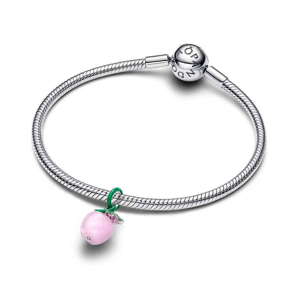 PANDORA Murano Pink Apple Charm Cubic Zirconia Spring Charms Bracelet Charm Jewelry Gift