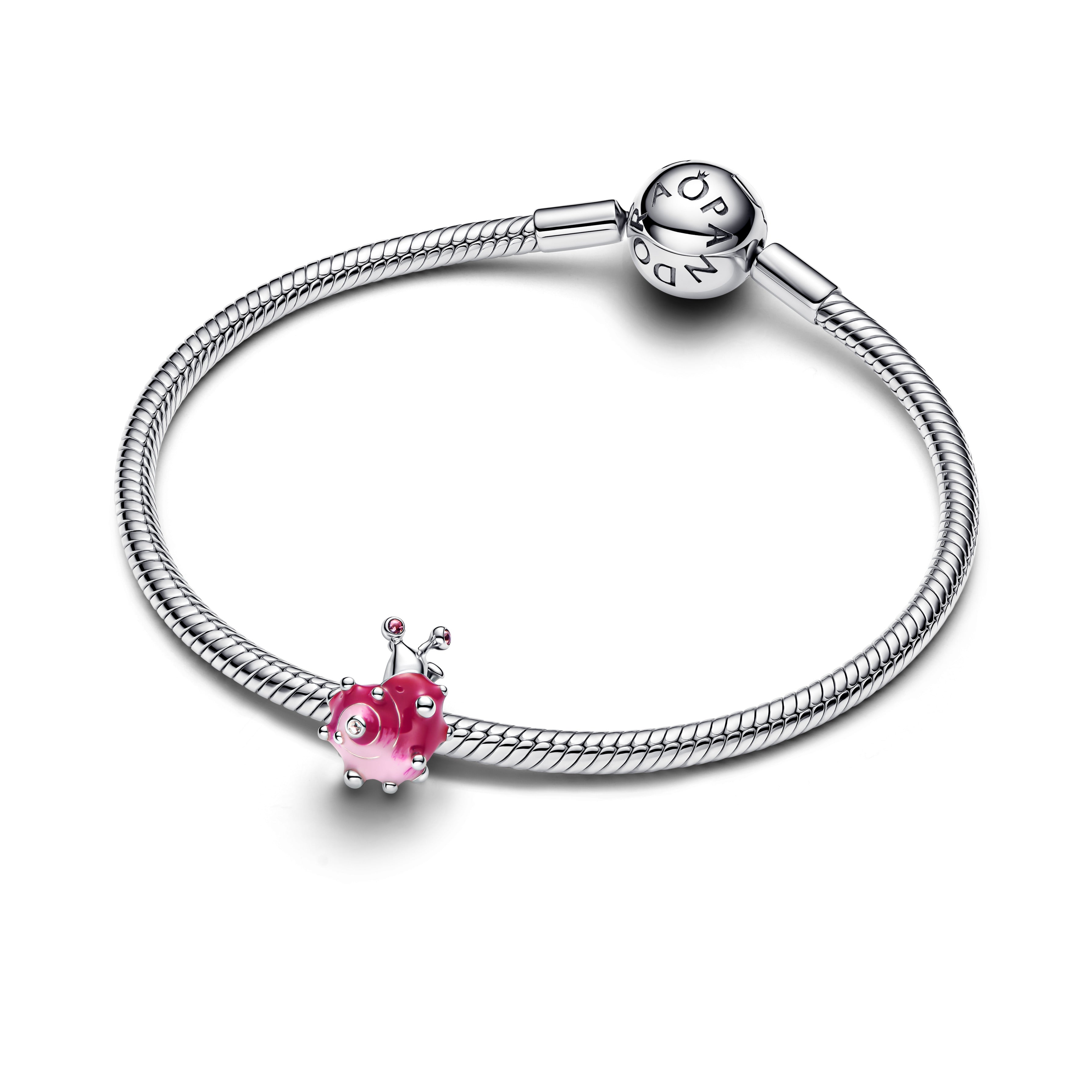 PANDORA Pink Snail Charm Cubic Zirconia Animals Charms Bracelet Charm Jewelry Gift