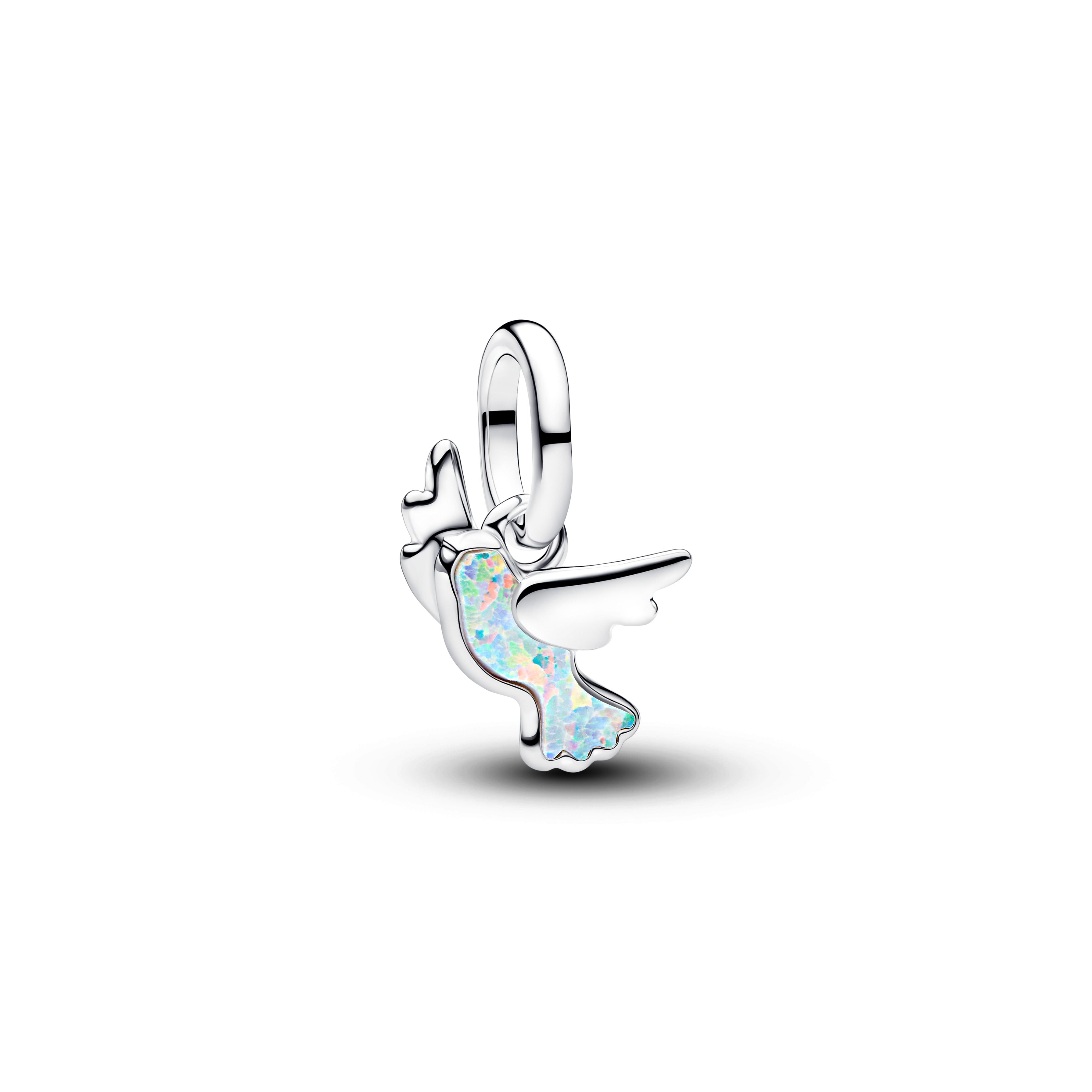 PANDORA White Dove Mini Dangle Charm Lab Created Opal Animals Charms Bracelet Charm Jewelry Gift