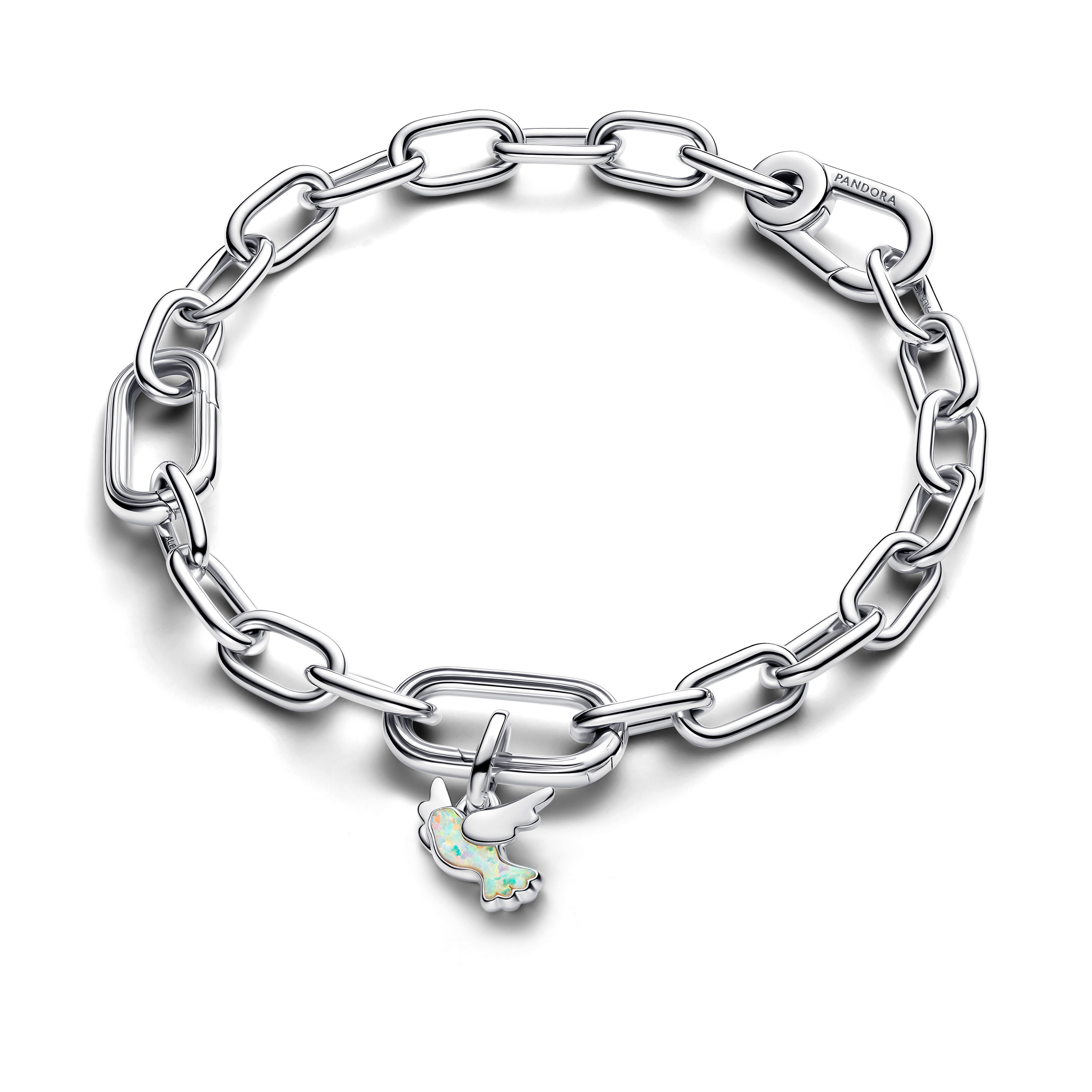 PANDORA White Dove Mini Dangle Charm Lab Created Opal Animals Charms Bracelet Charm Jewelry Gift