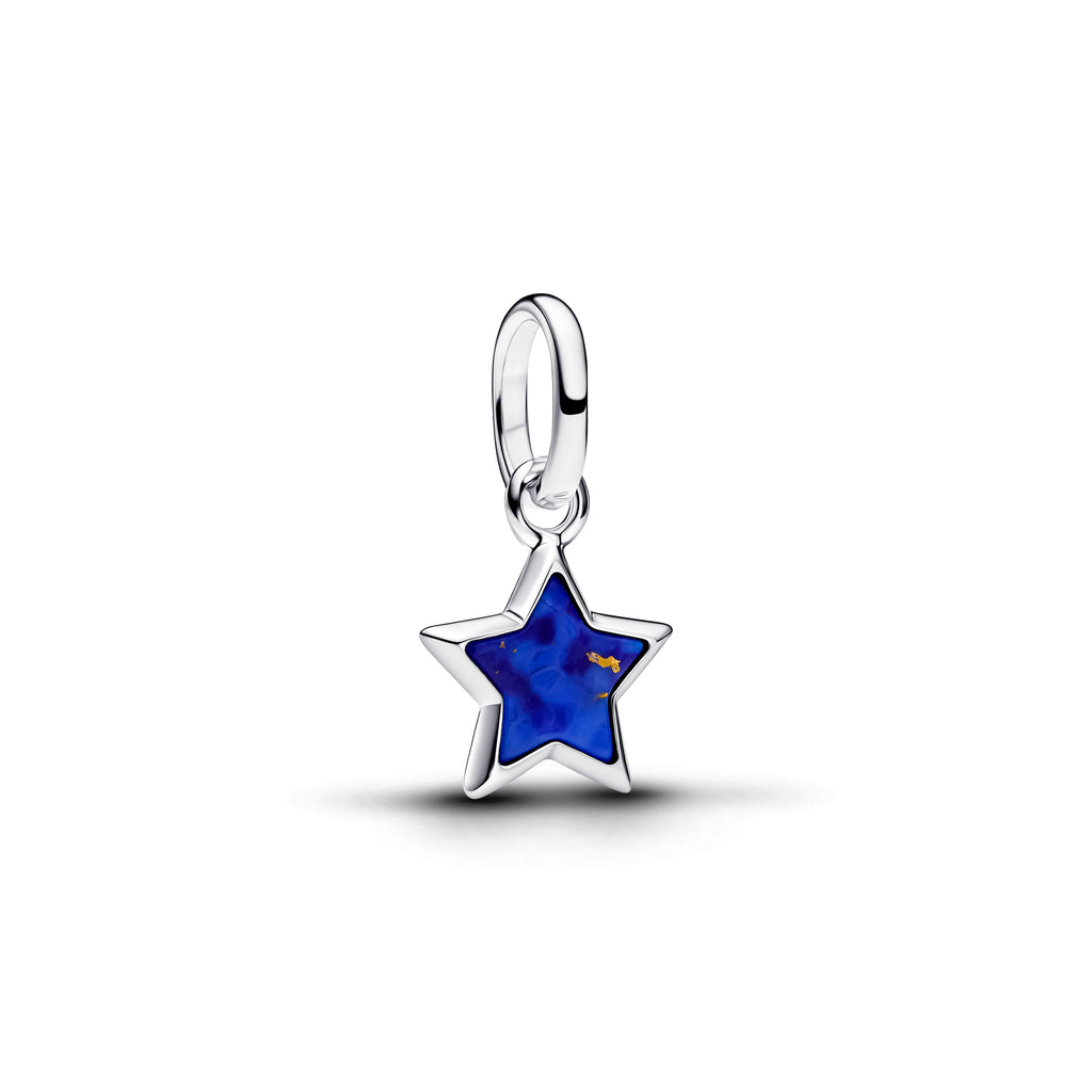 PANDORA Blue Star Mini Dangle Charm Imitation Lapis Lazuli Stars Charms Bracelet Charm Jewelry Gift