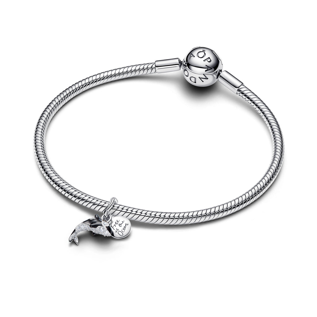 PANDORA Orca Dangle Charm Cubic Zirconia Black Animals Charms Bracelet Charm Jewelry Gift