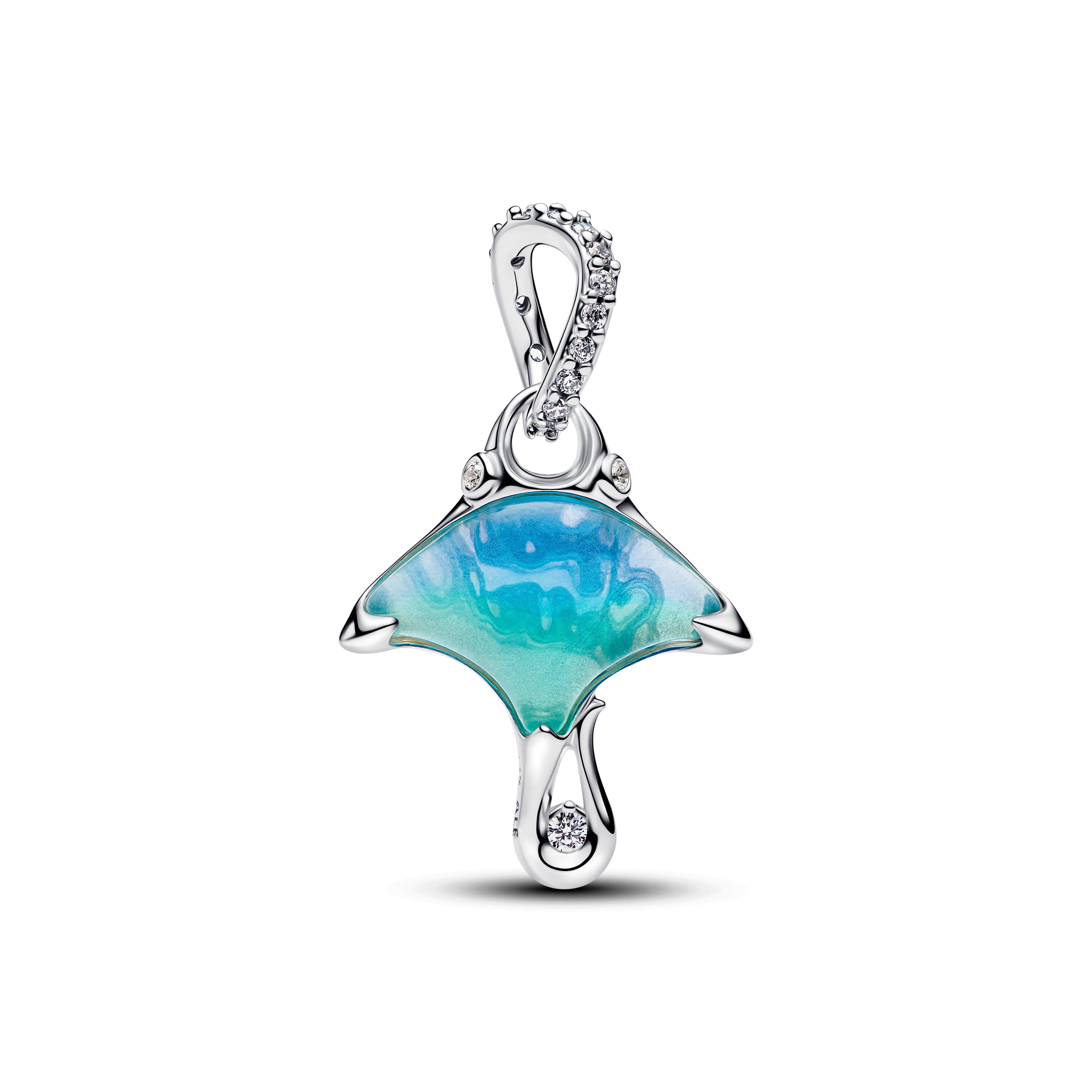 PANDORA Manta Ray Dangle Charm Bioresin Man Made Mother Of Pearl Blue Animals Charms Bracelet Charm Jewelry Gift