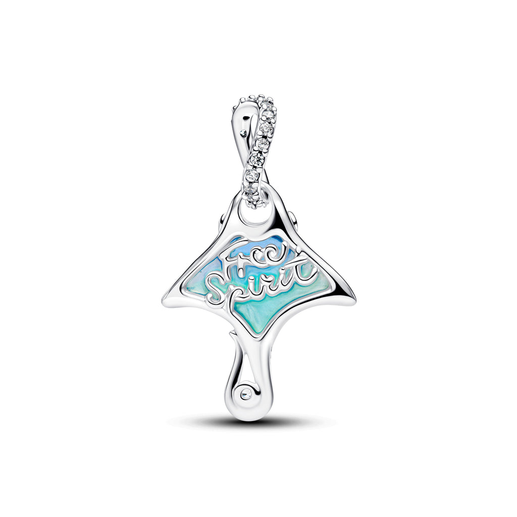 PANDORA Manta Ray Dangle Charm Bioresin Man Made Mother Of Pearl Blue Animals Charms Bracelet Charm Jewelry Gift