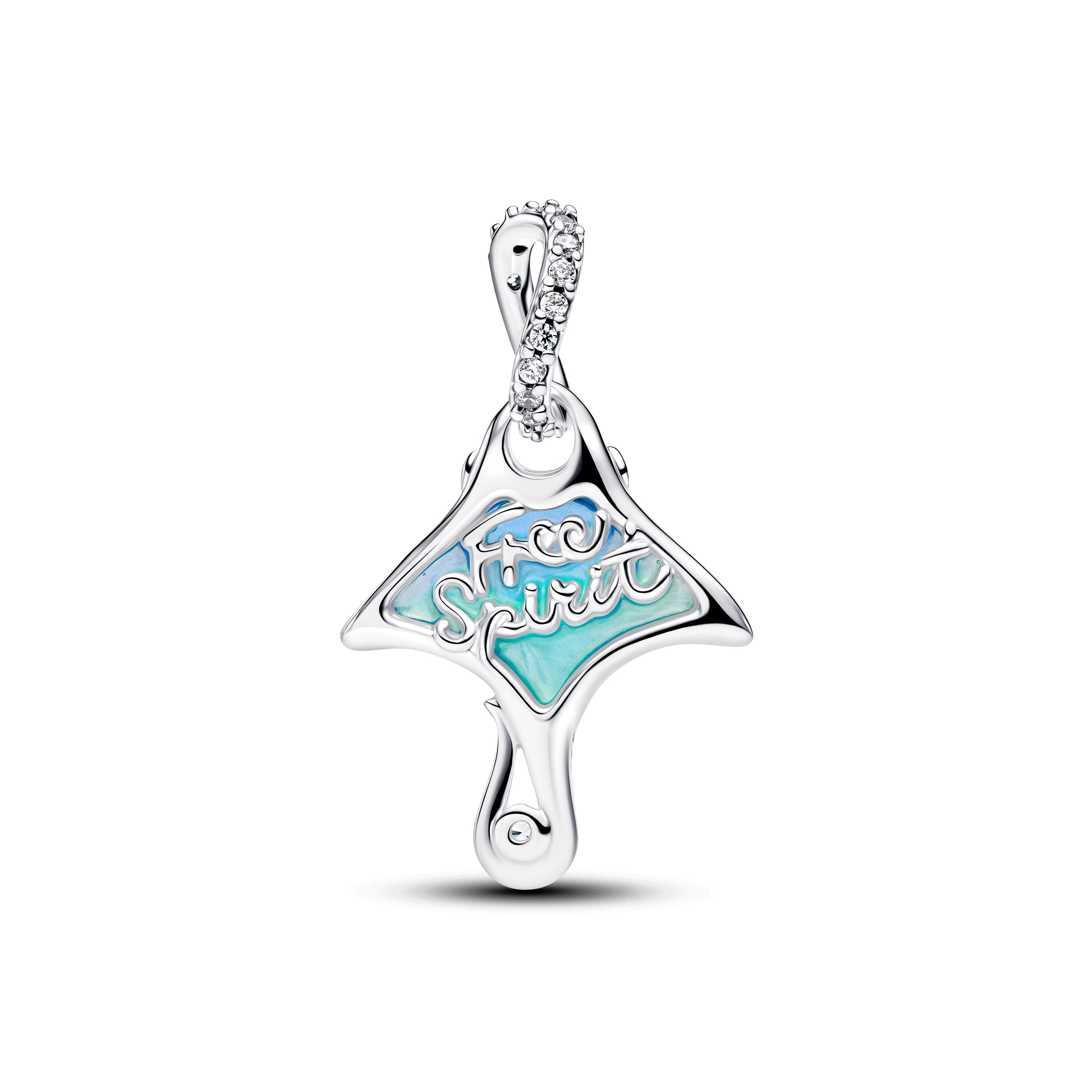 PANDORA Manta Ray Dangle Charm Bioresin Man Made Mother Of Pearl Blue Animals Charms Bracelet Charm Jewelry Gift