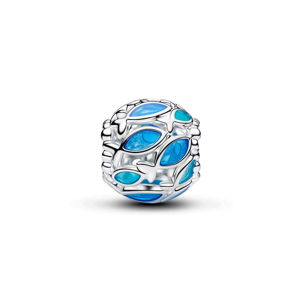 PANDORA Openwork Swimming Fish Charm Enamel Blue Animals Charms Bracelet Charm Jewelry Gift