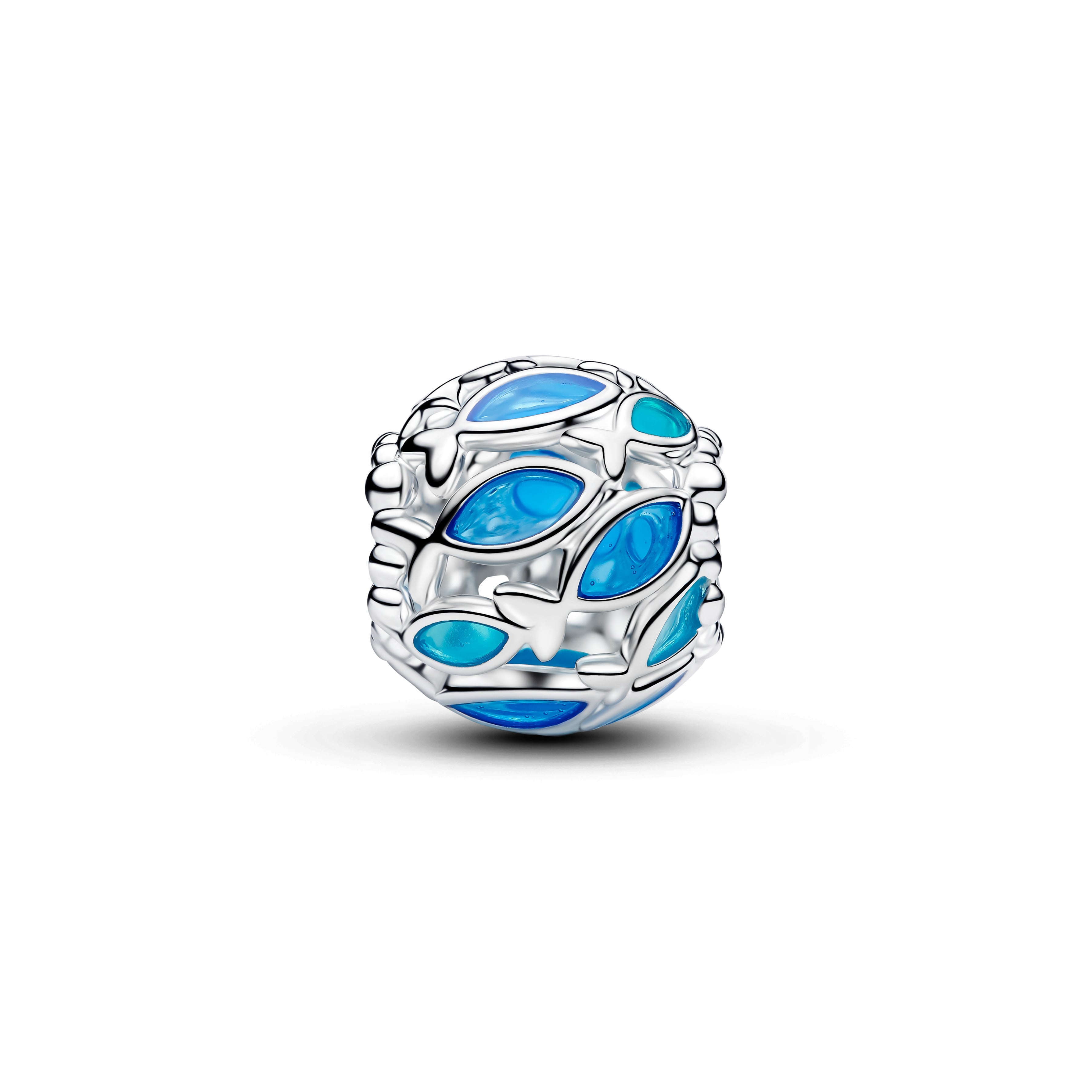 PANDORA Openwork Swimming Fish Charm Enamel Blue Animals Charms Bracelet Charm Jewelry Gift