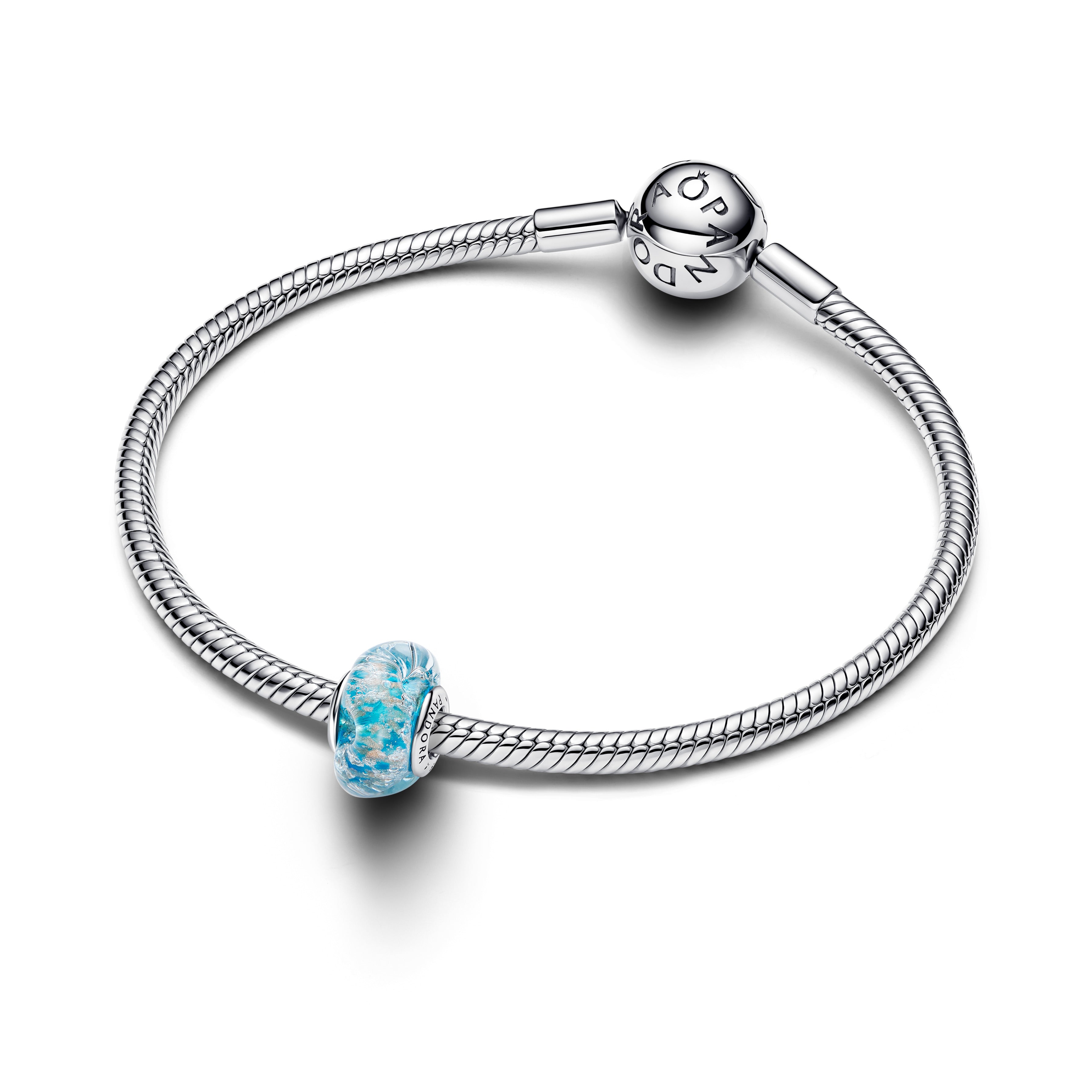 PANDORA Turquoise Murano Glass And Glitter Charm Blue Summer Charms Bracelet Charm Jewelry Gift