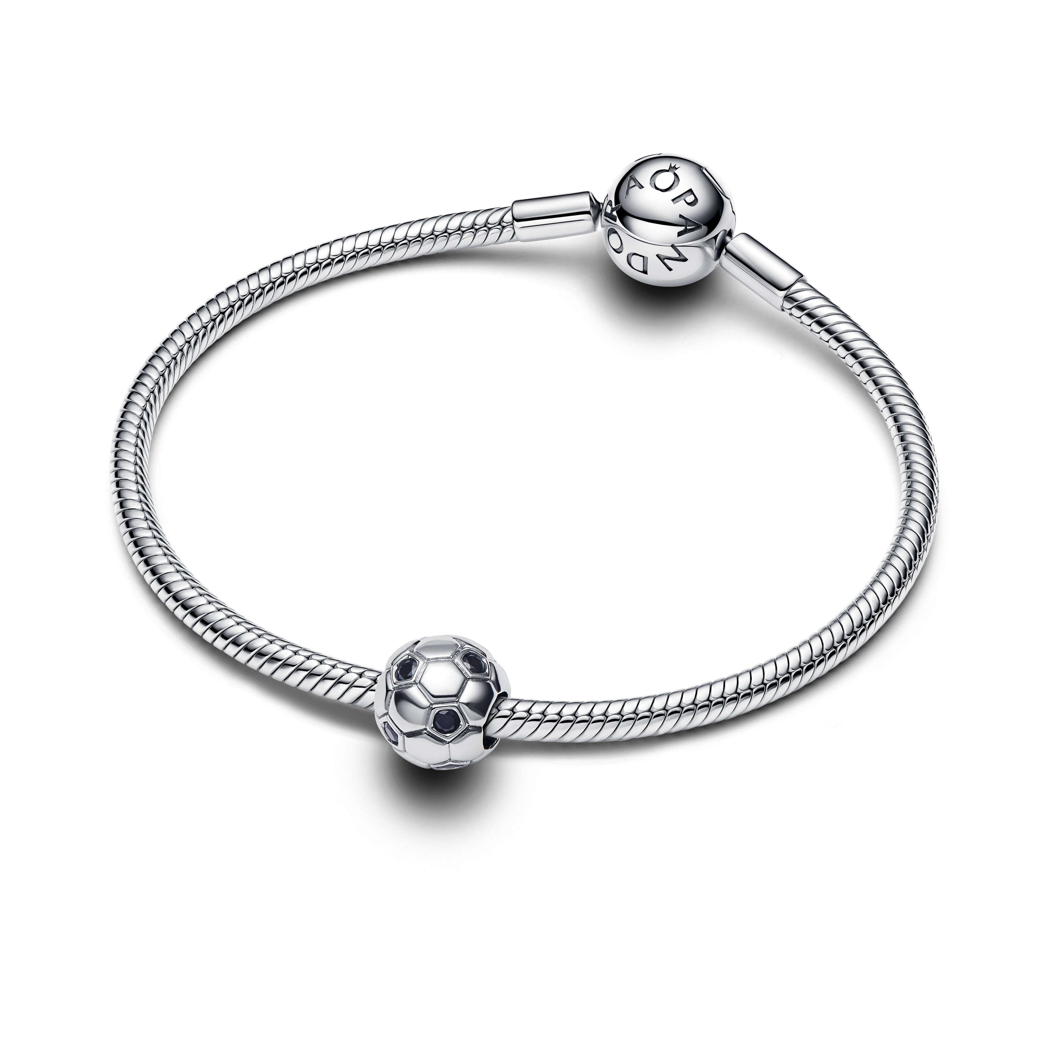 PANDORA Soccer Ball Charm Man Made Crystal Silver Sports Charms Bracelet Charm Jewelry Gift