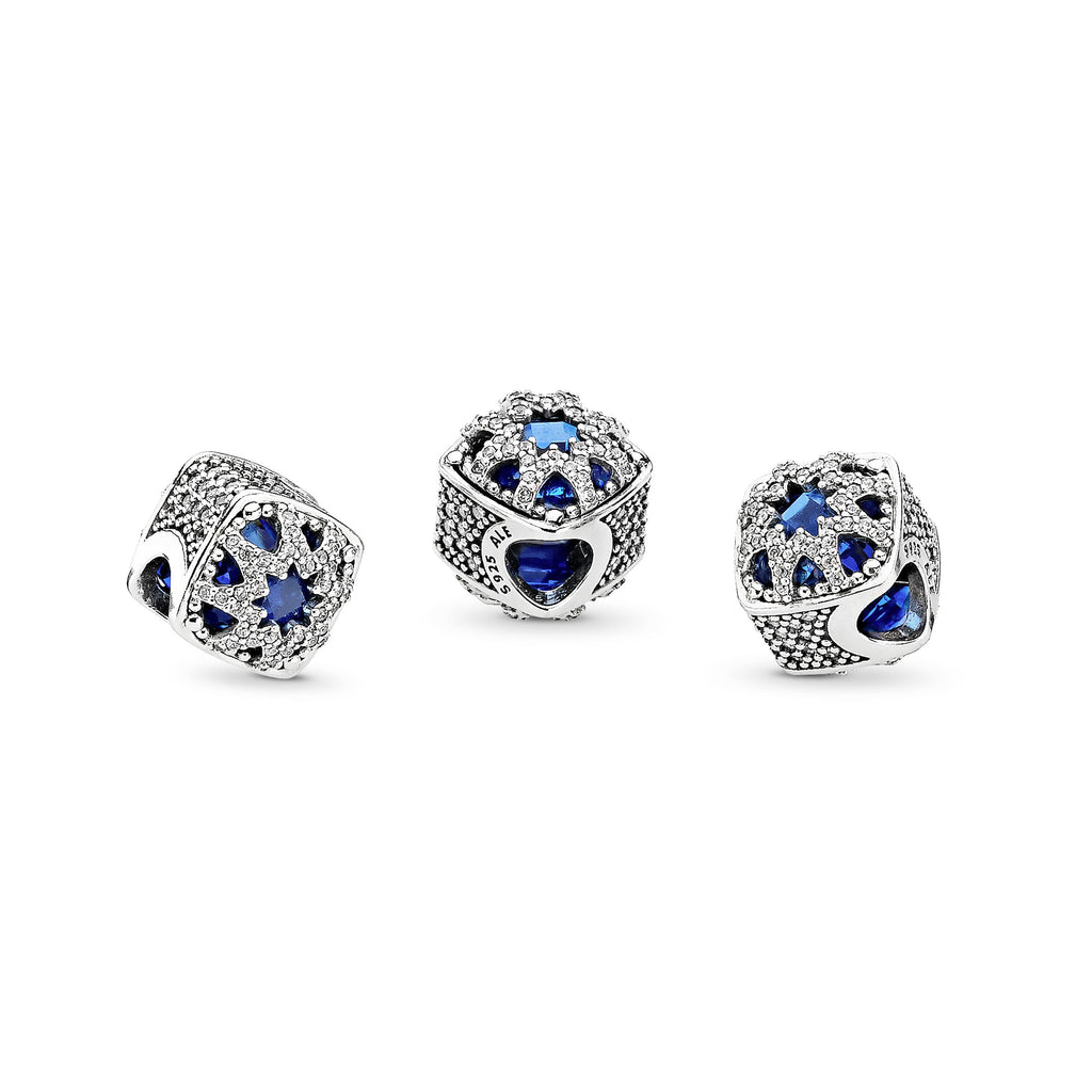 PANDORA Square Blue Star Charm Sterling Silver Charms Bracelet Charm Jewelry Gift